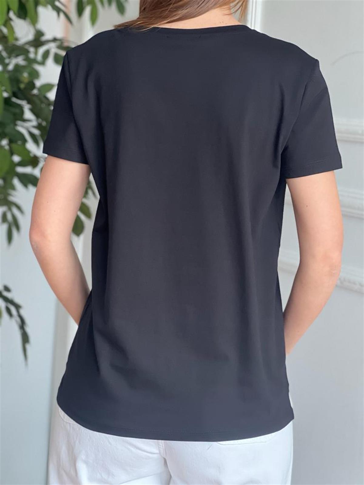 V Yaka Basic Tshirt 3470 Siyah