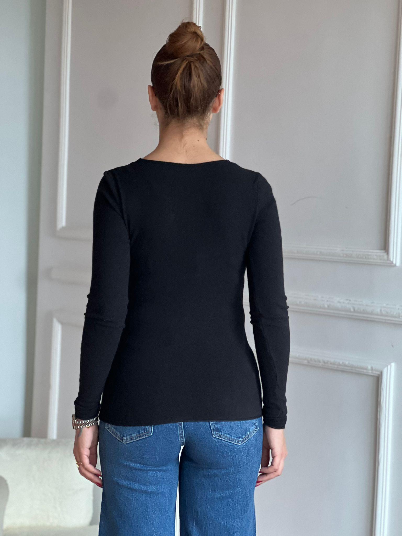 V Yaka Kaşmirli Ultra Hafif Triko Kazak 10842 Siyah