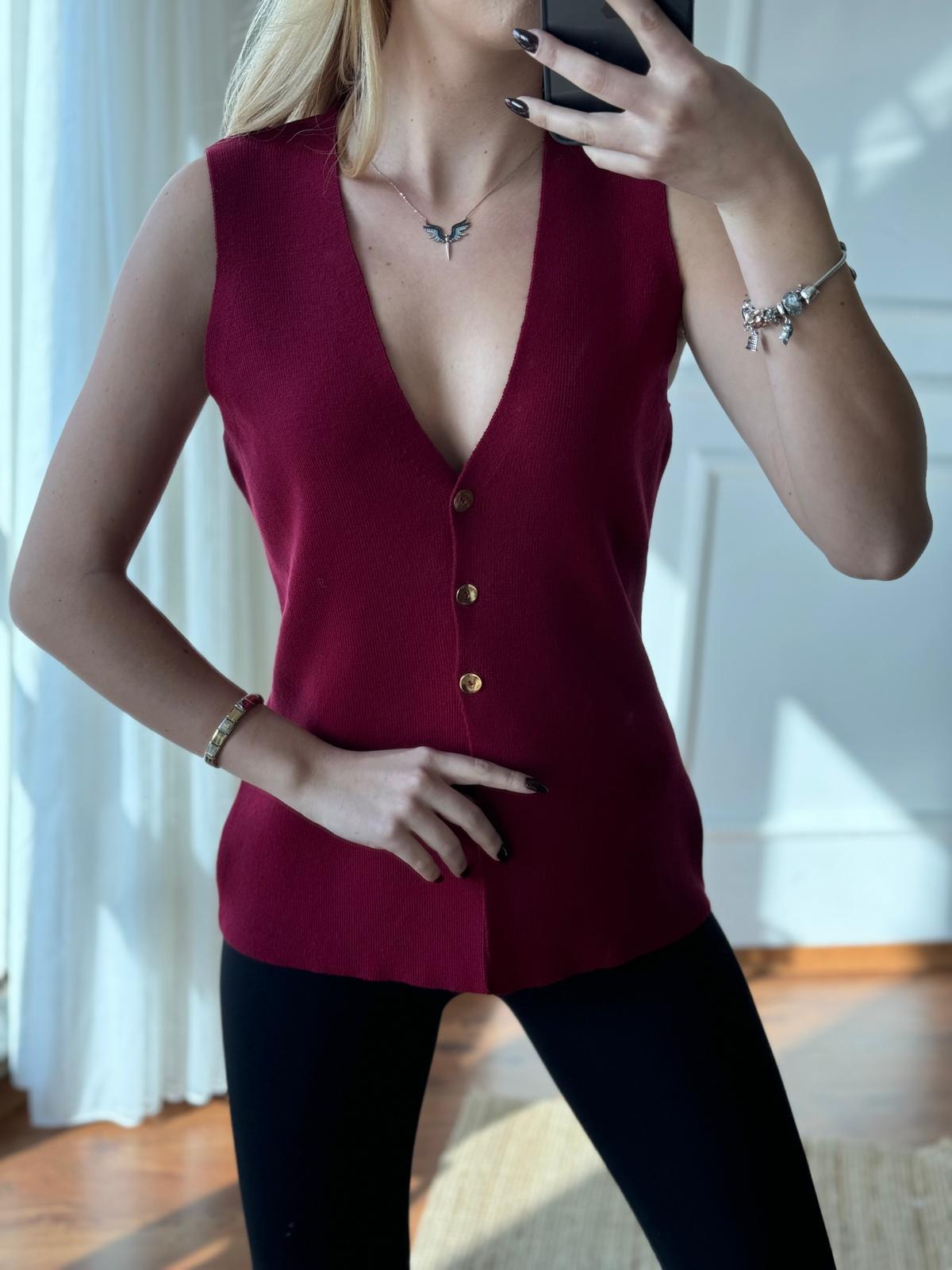 V Yaka Süveter 001 Bordo