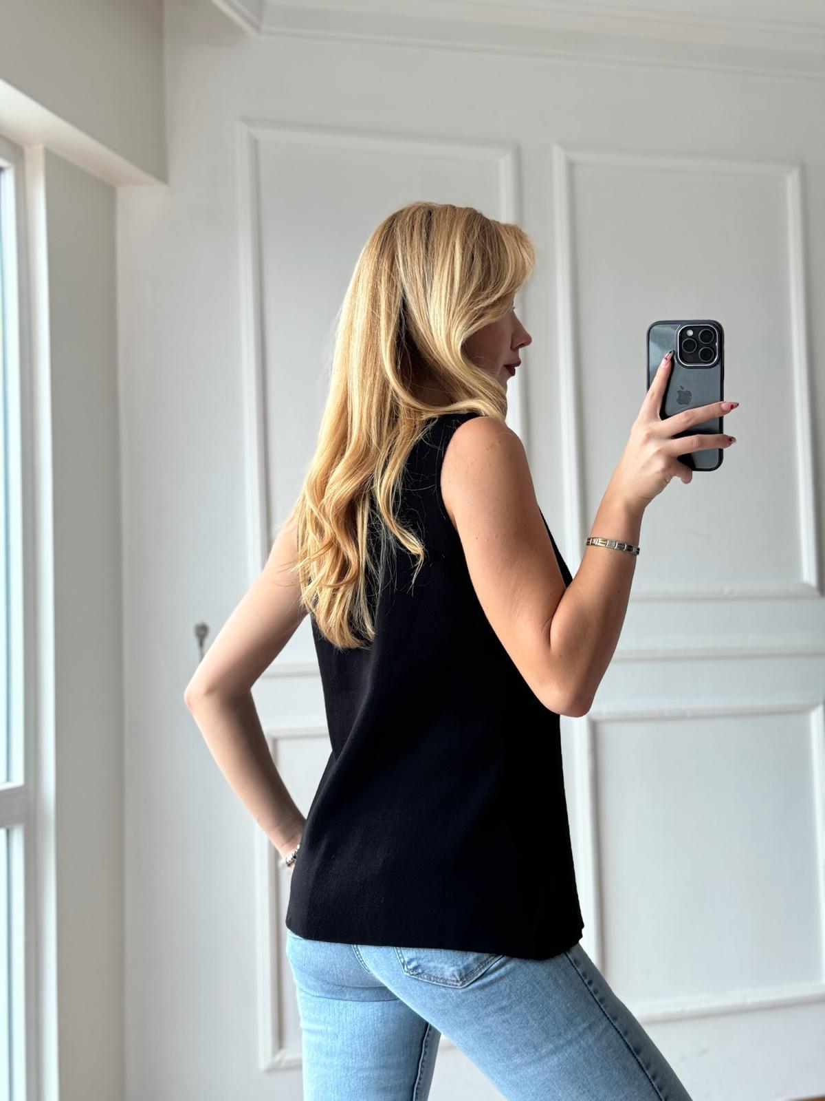 V Yaka Süveter 001 Siyah