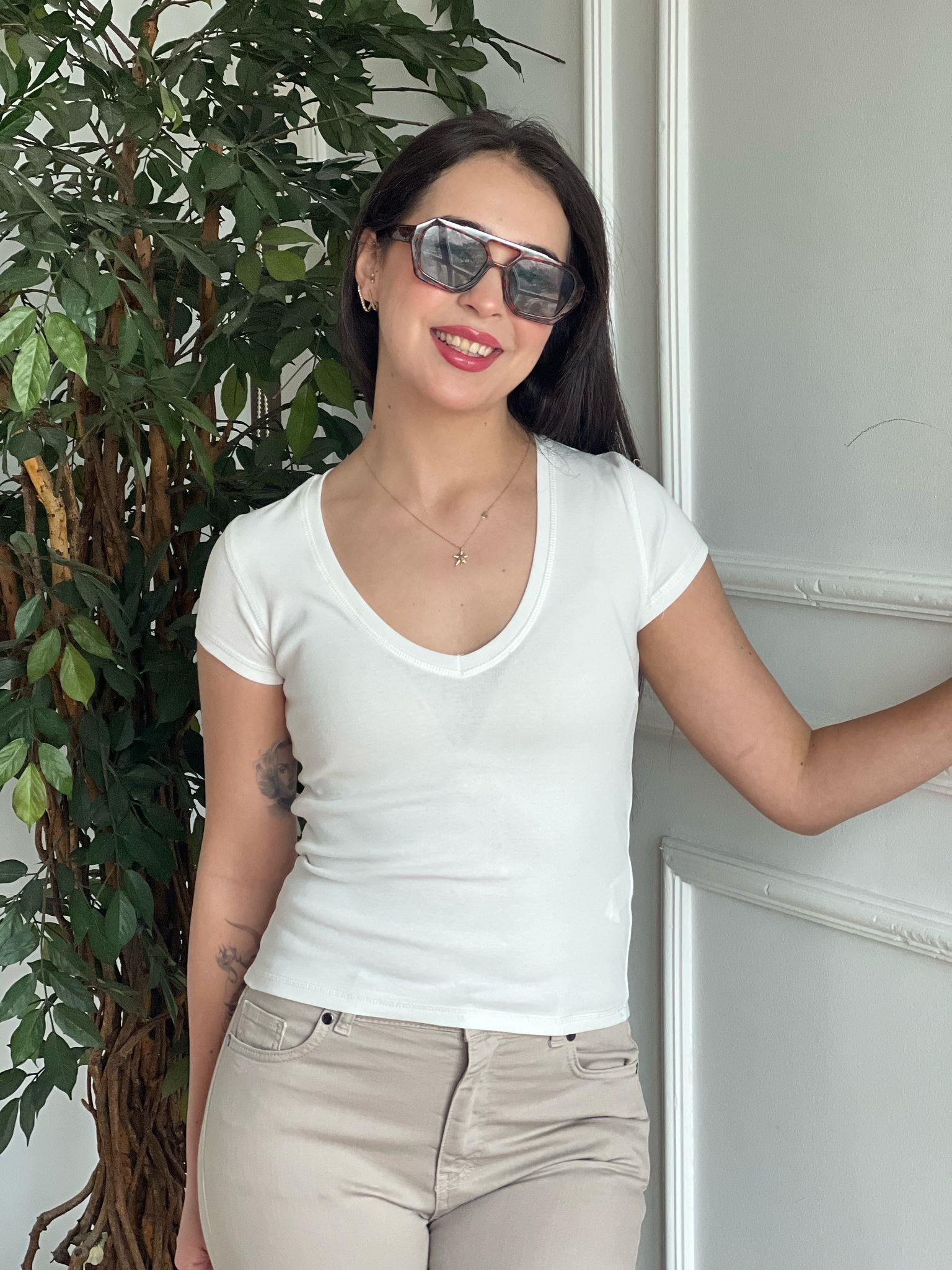 V Yaka Tshirt 4794 Ekru