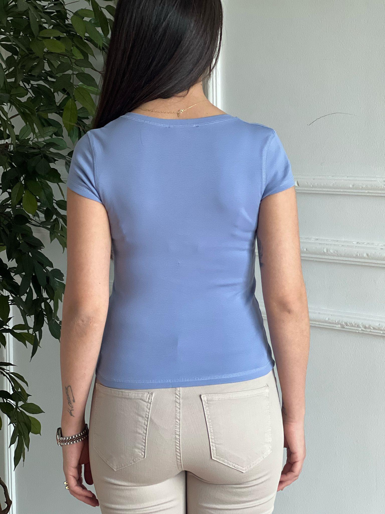 V Yaka Tshirt 4794 Mavi