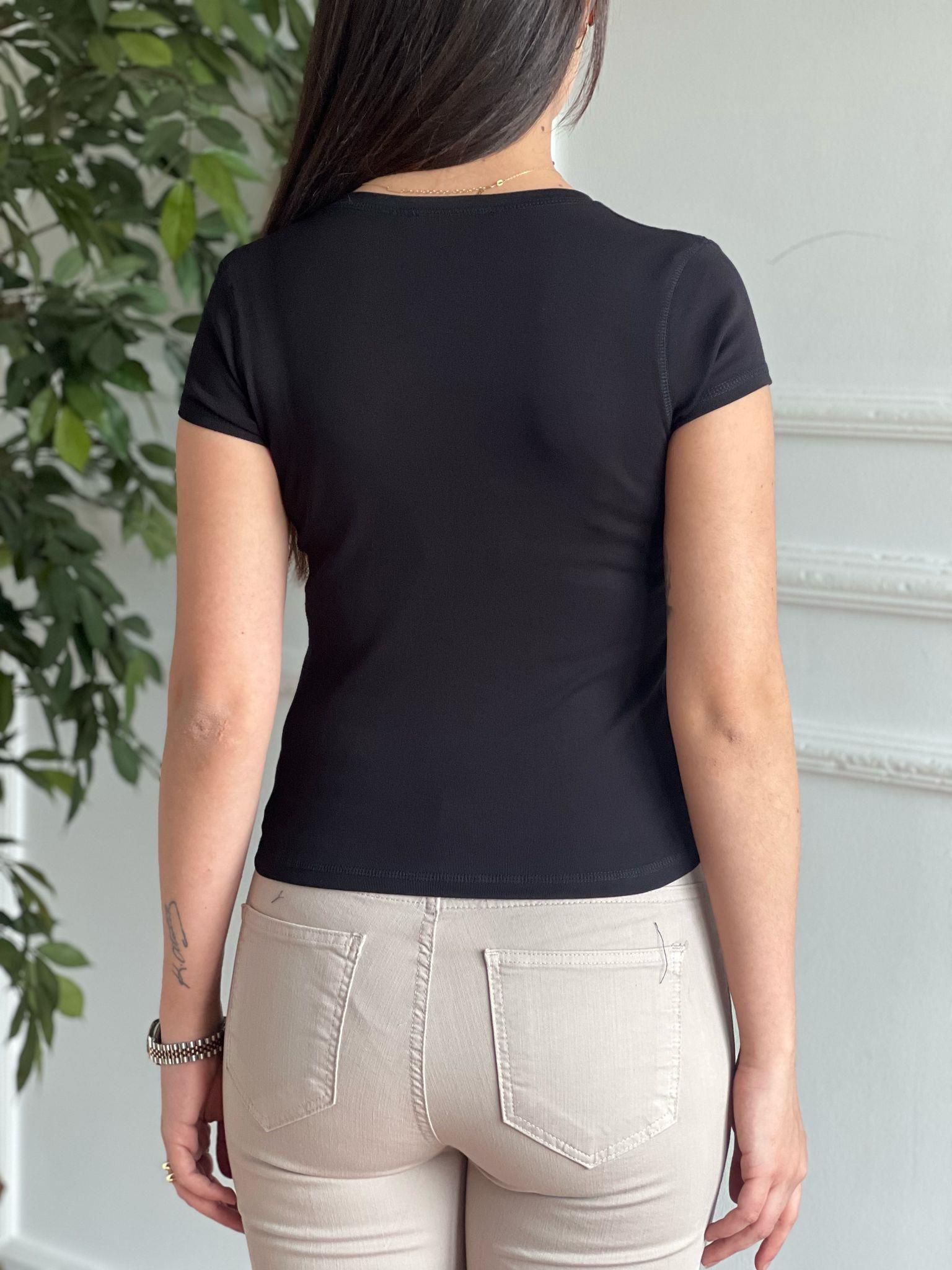 V Yaka Tshirt 4794 Siyah