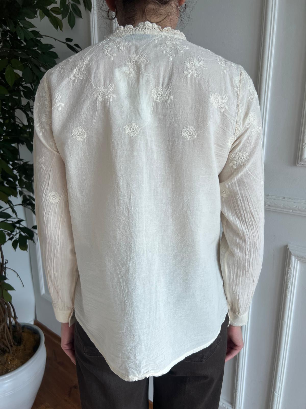 Yakası Fisto Şeritli Gömlek 25004 Bej