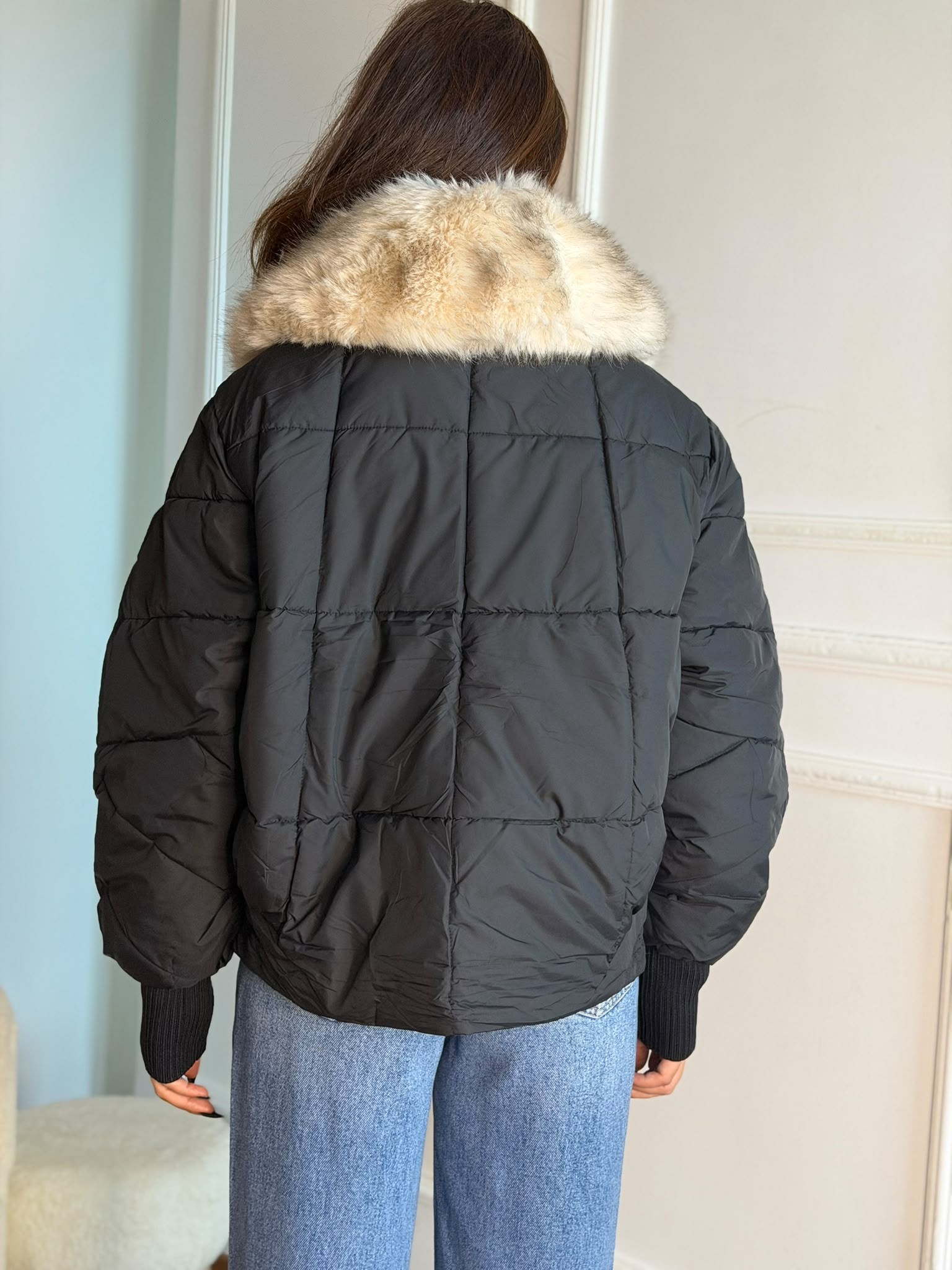 Yakası Kürklü İthal Mont 99899 Siyah