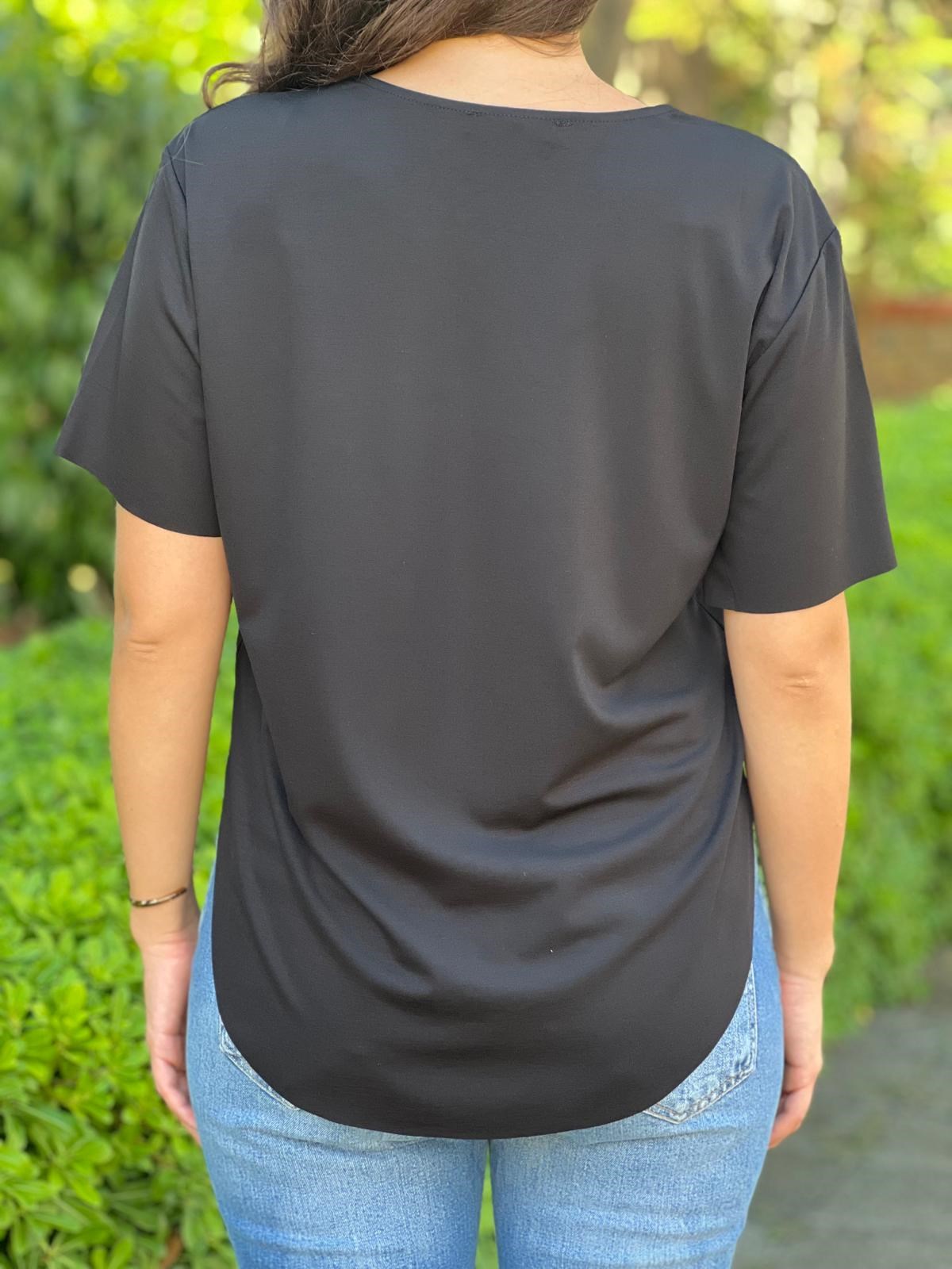 Yakası Taşlı Tshirt 30669 Siyah