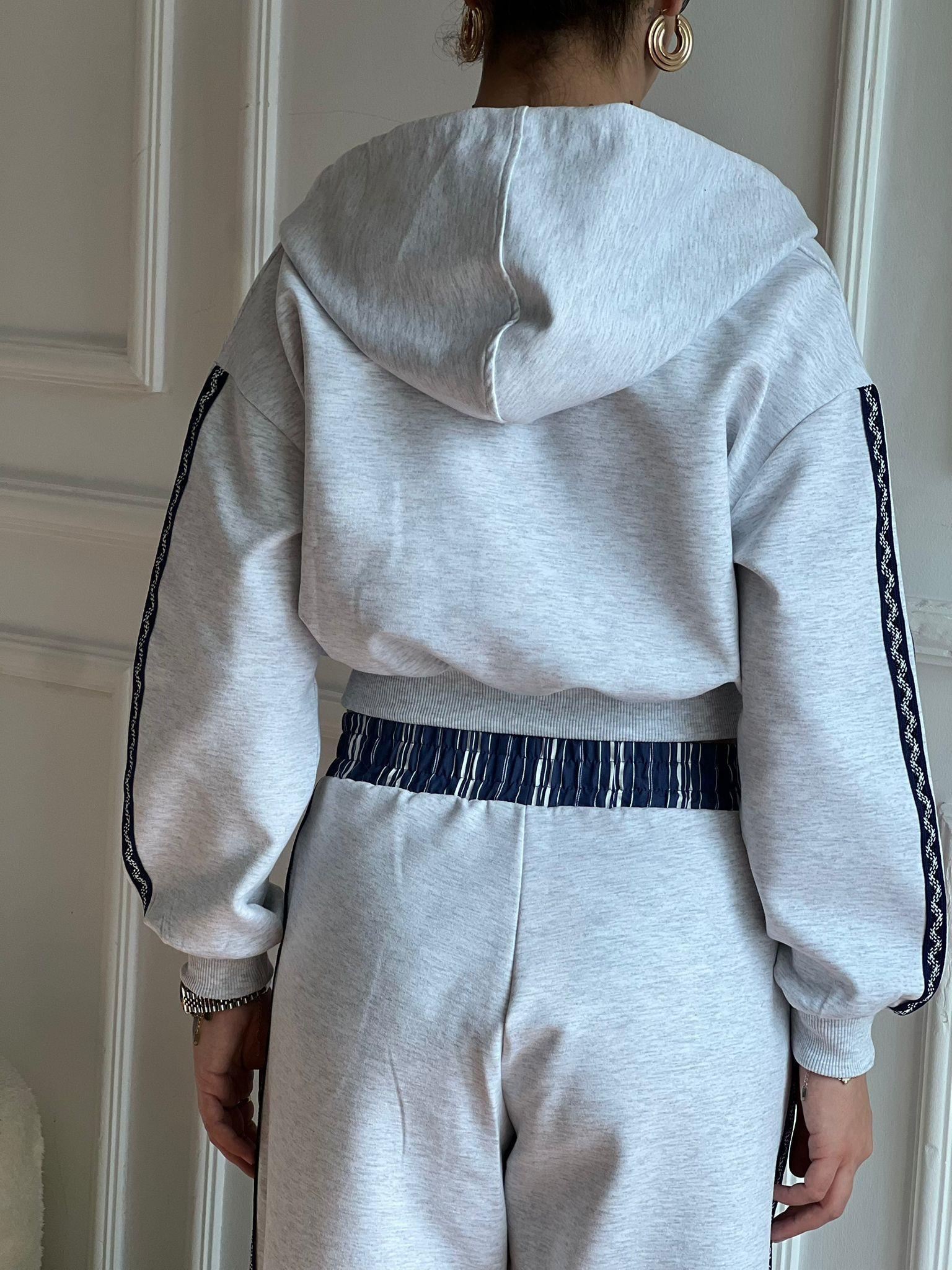 Yanı Şeritli Eşofman Takımı 00811-00810 Açık Gri