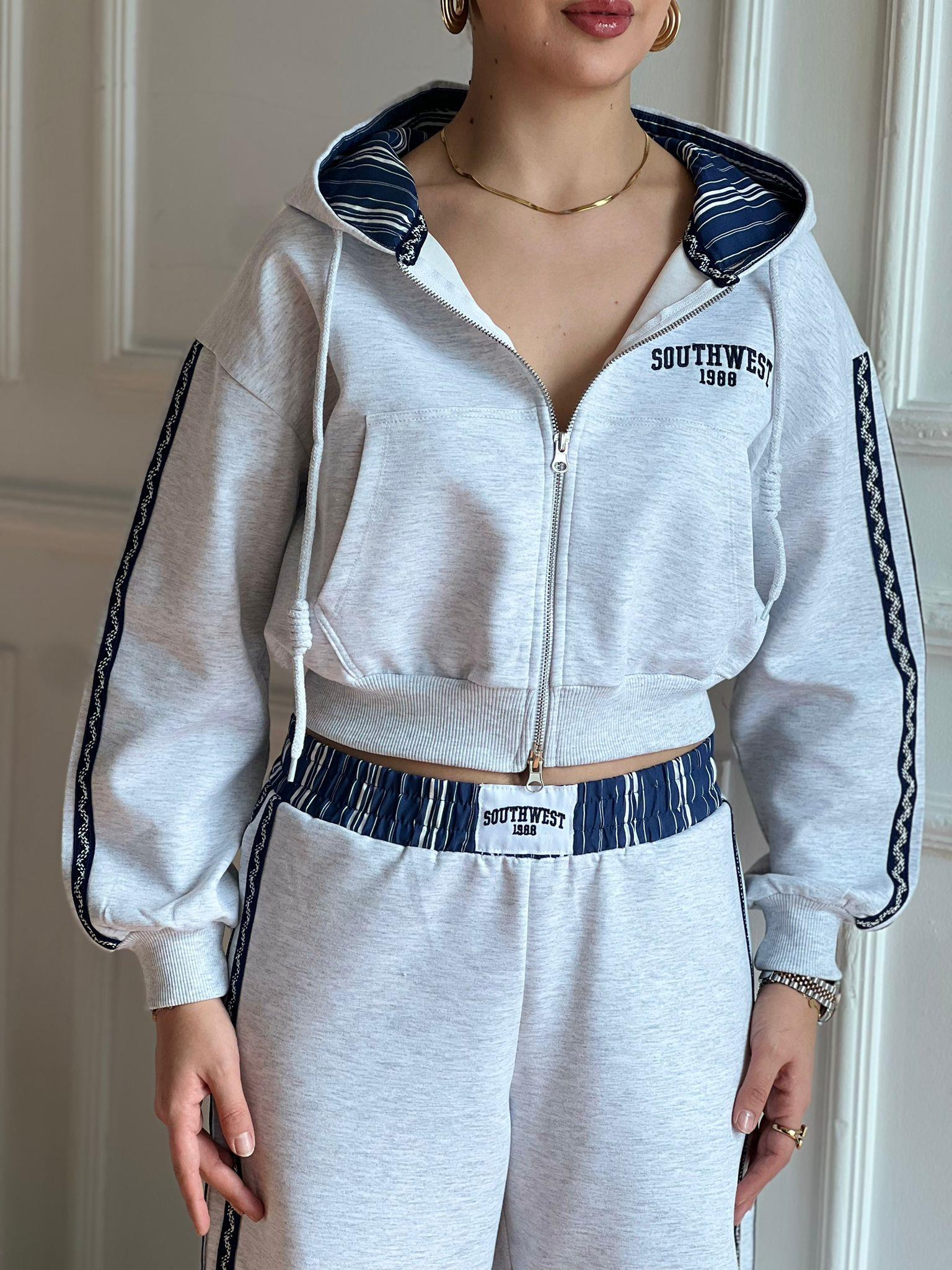 Yanı Şeritli Eşofman Takımı 00811-00810 Açık Gri