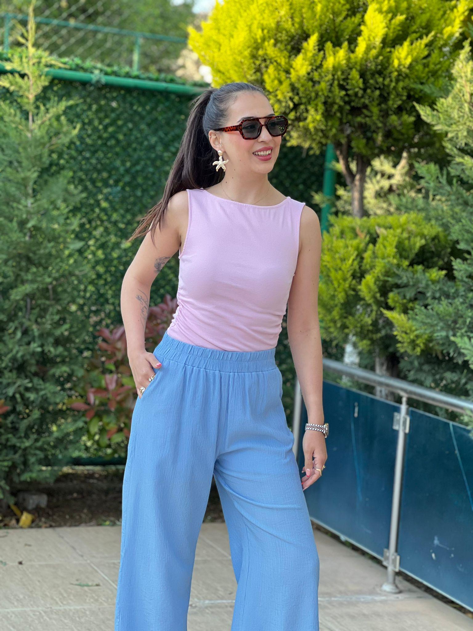 Yanları Büzgülü Atlet 31589 Açık Pembe