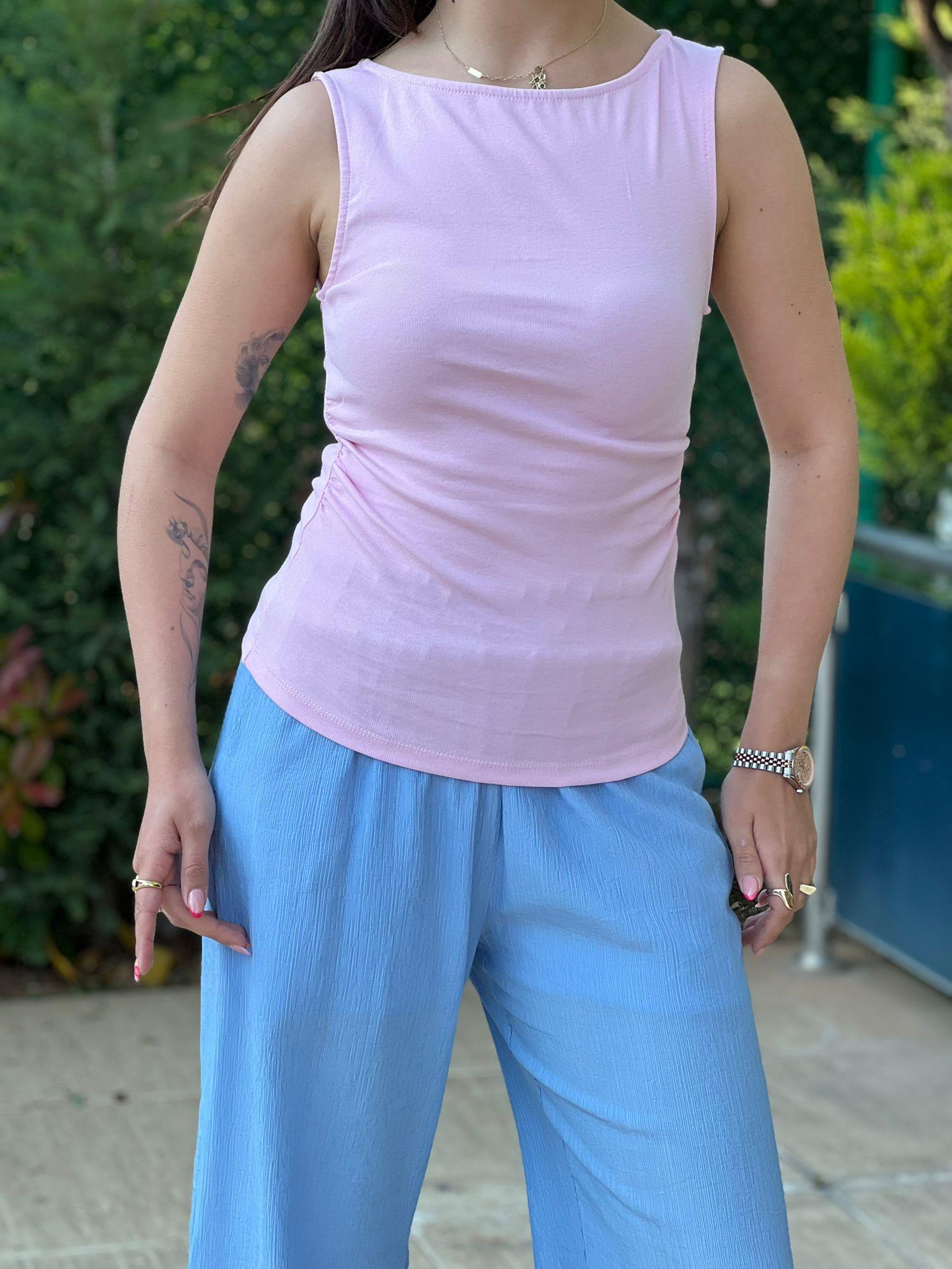 Yanları Büzgülü Atlet 31589 Açık Pembe