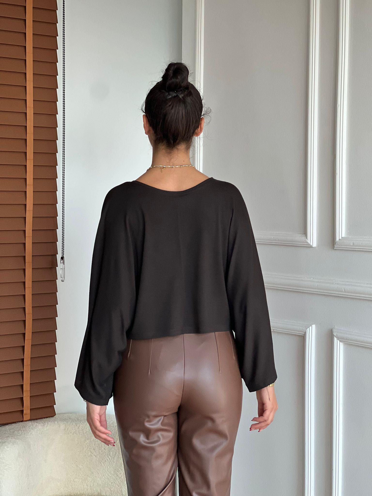 Yarasa Kol Bluz 32270 Koyu Kahve