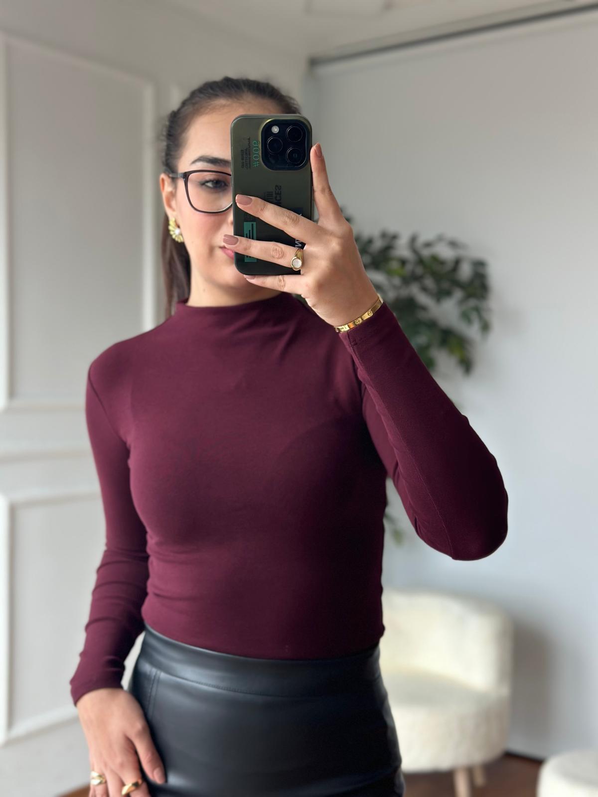 Yarım Balıkçı Bluz 31433 Bordo