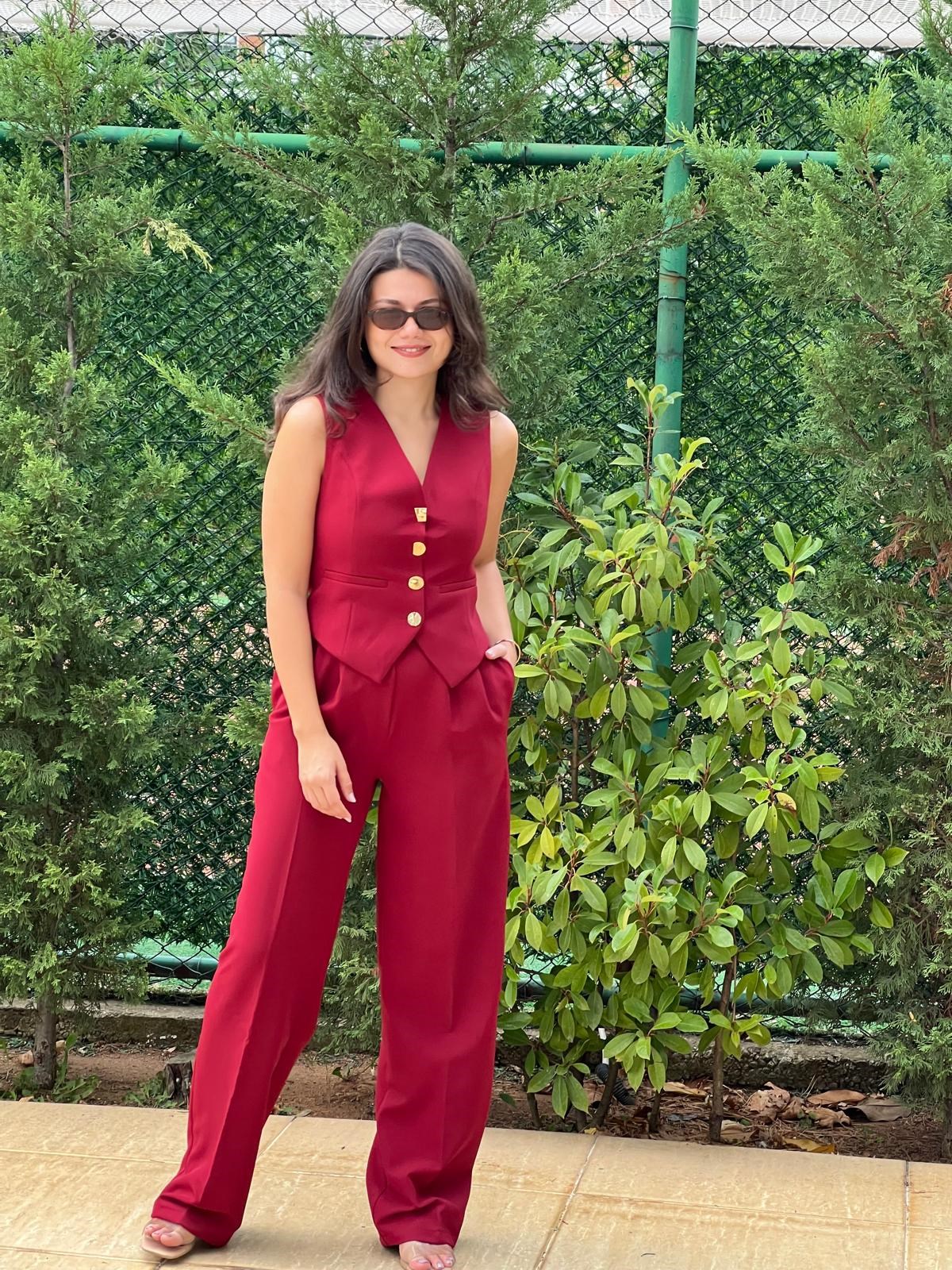 Yelek Pantolon Takım 247172 Bordo