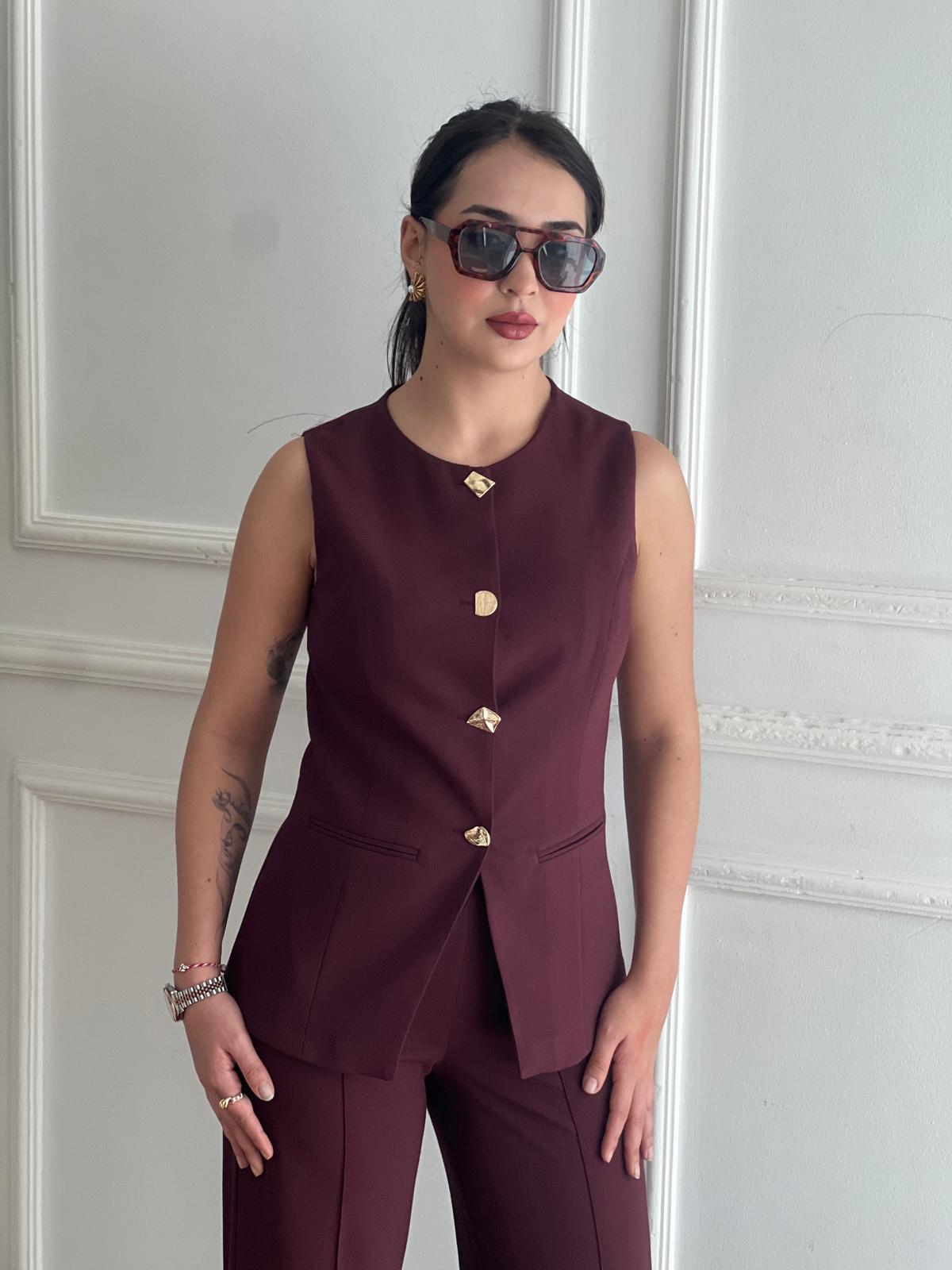 Yelek Pantolon Takım 9193 Bordo