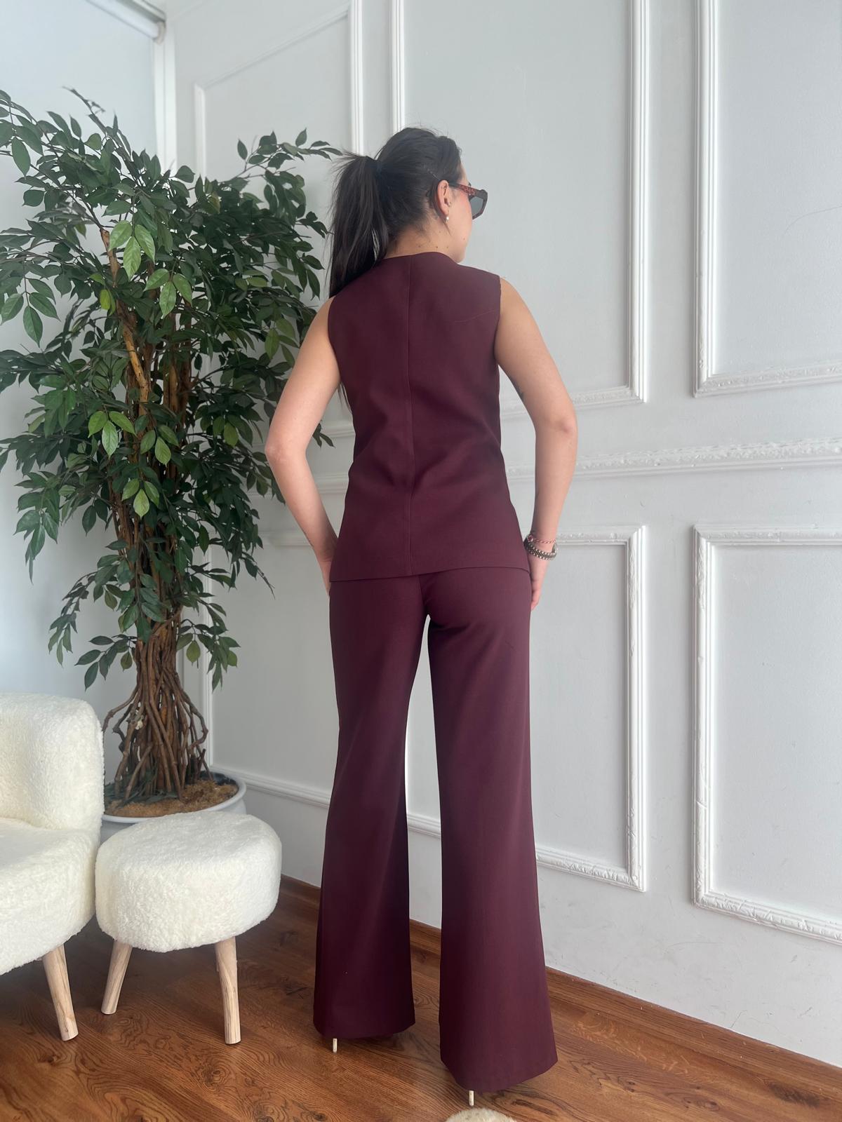 Yelek Pantolon Takım 9193 Bordo