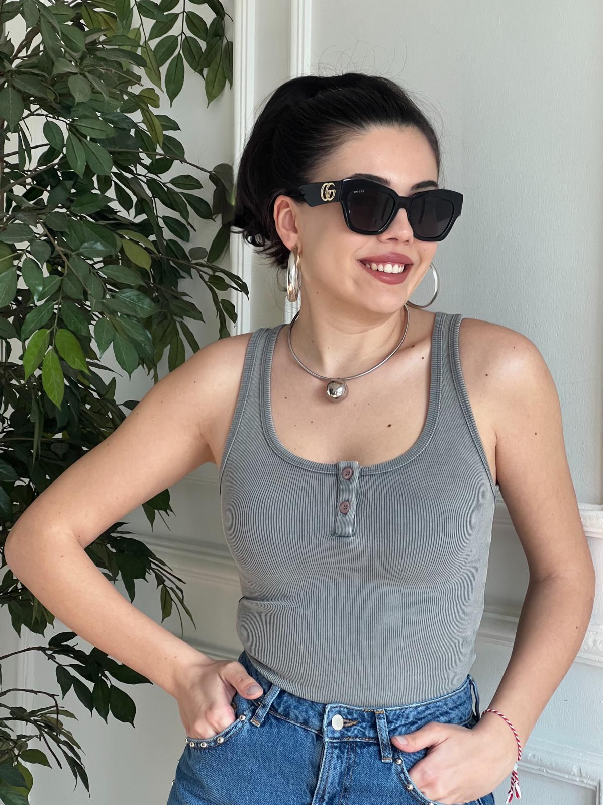 Yıkama Efektli Atlet 20840 Gri