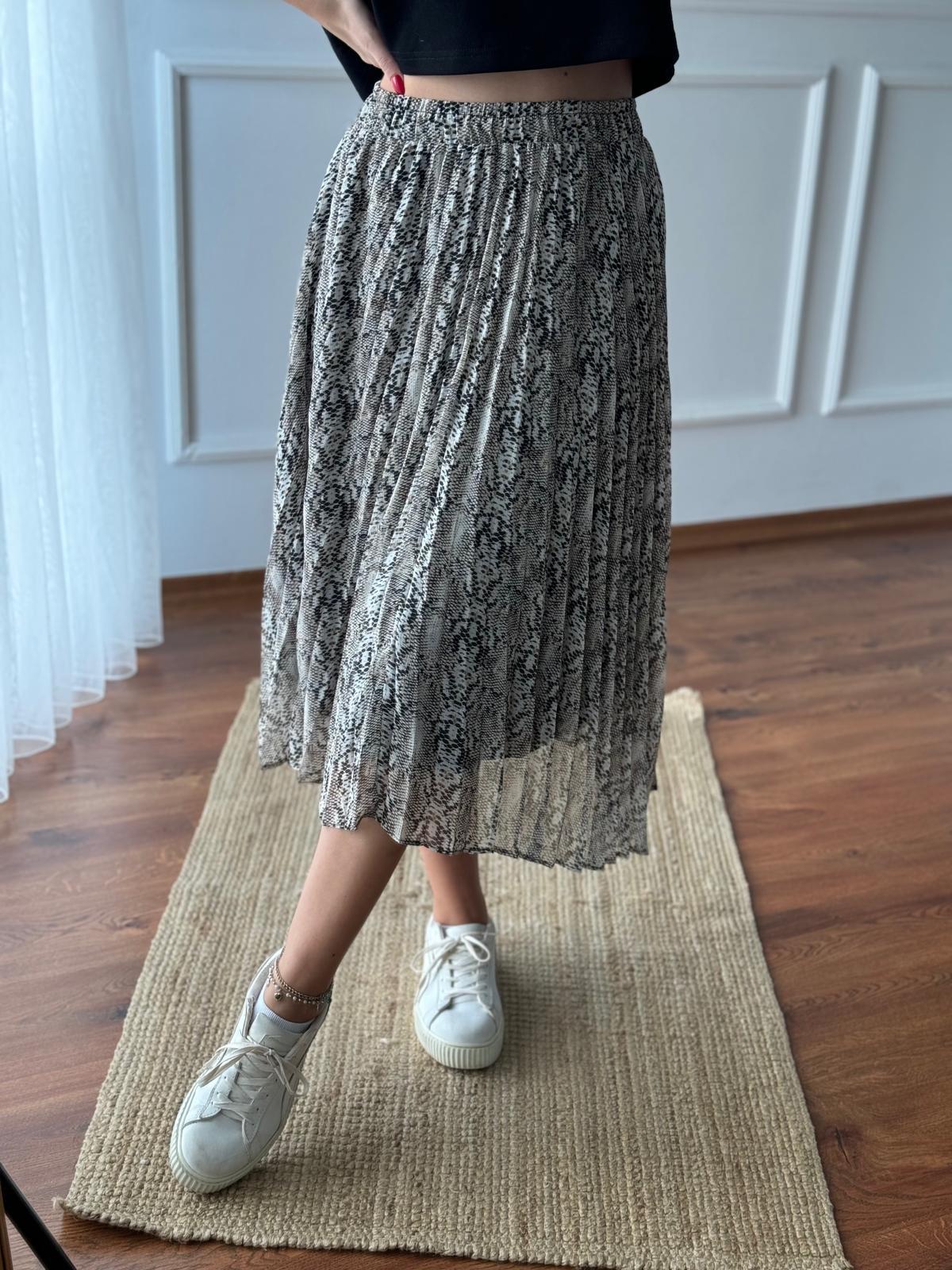 Yılan Desen Etek 28847 Kahverengi