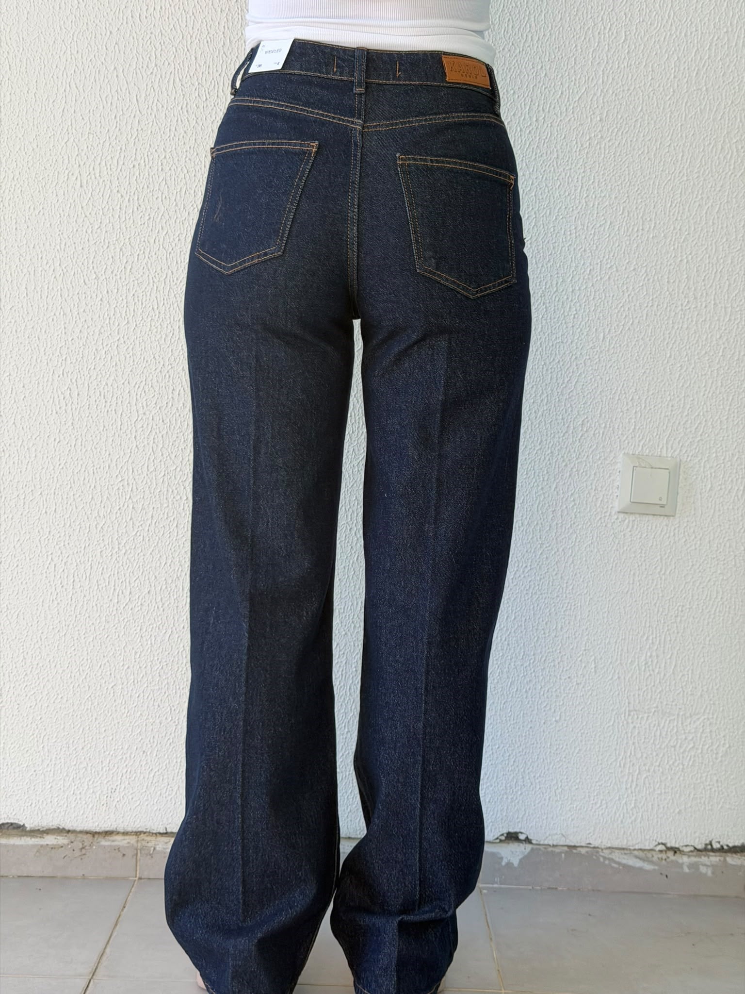 Yüksek Bel Bol Paça Pantolon D882 Lacivert