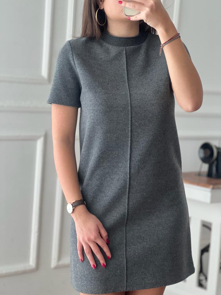 Yumuşak Mini Elbise 90810 Antrasit