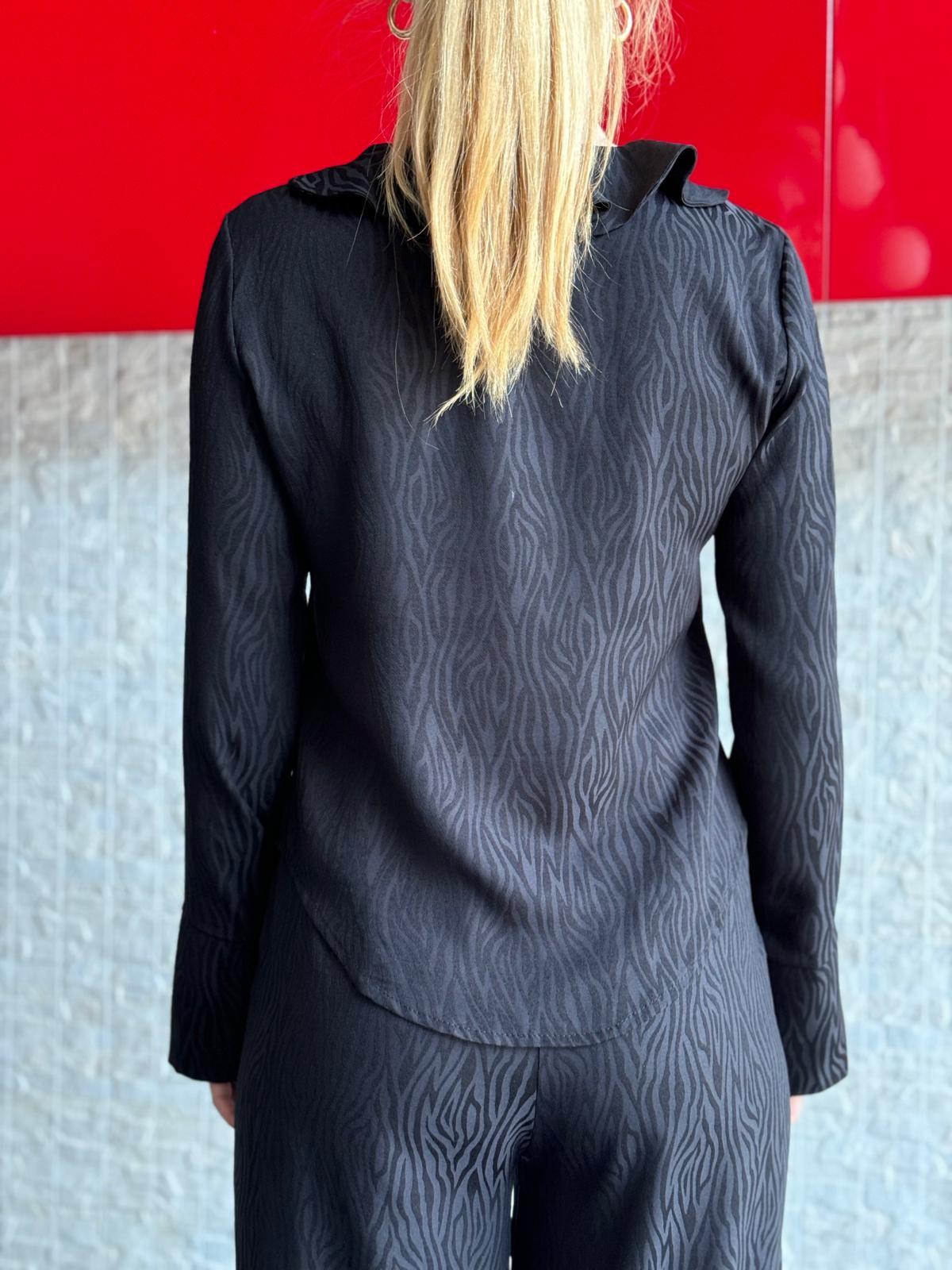 Zebra Desenli Bluz 3058-1483 Siyah