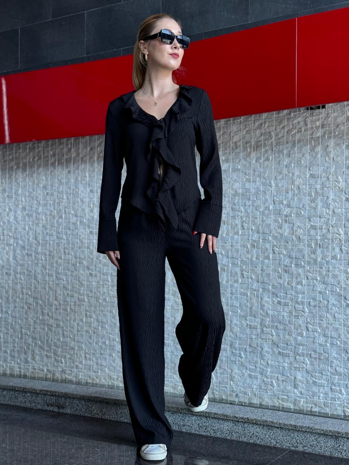 Zebra Desenli Bluz 3058-1483 Siyah