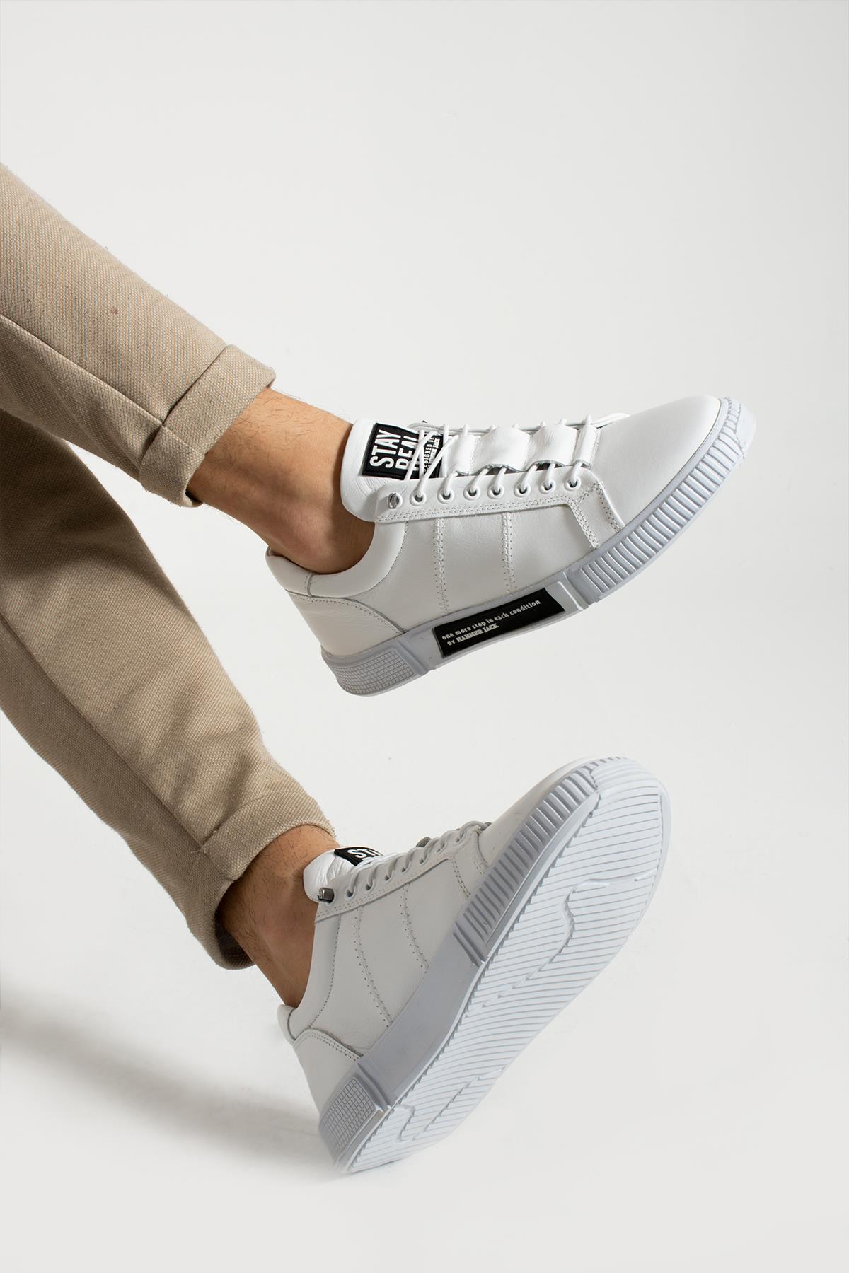 Hammer Jack Basel Hakiki Deri Beyaz Siyah Outdoor Erkek Günlük Ayakkabı  | 102 20250-M-199