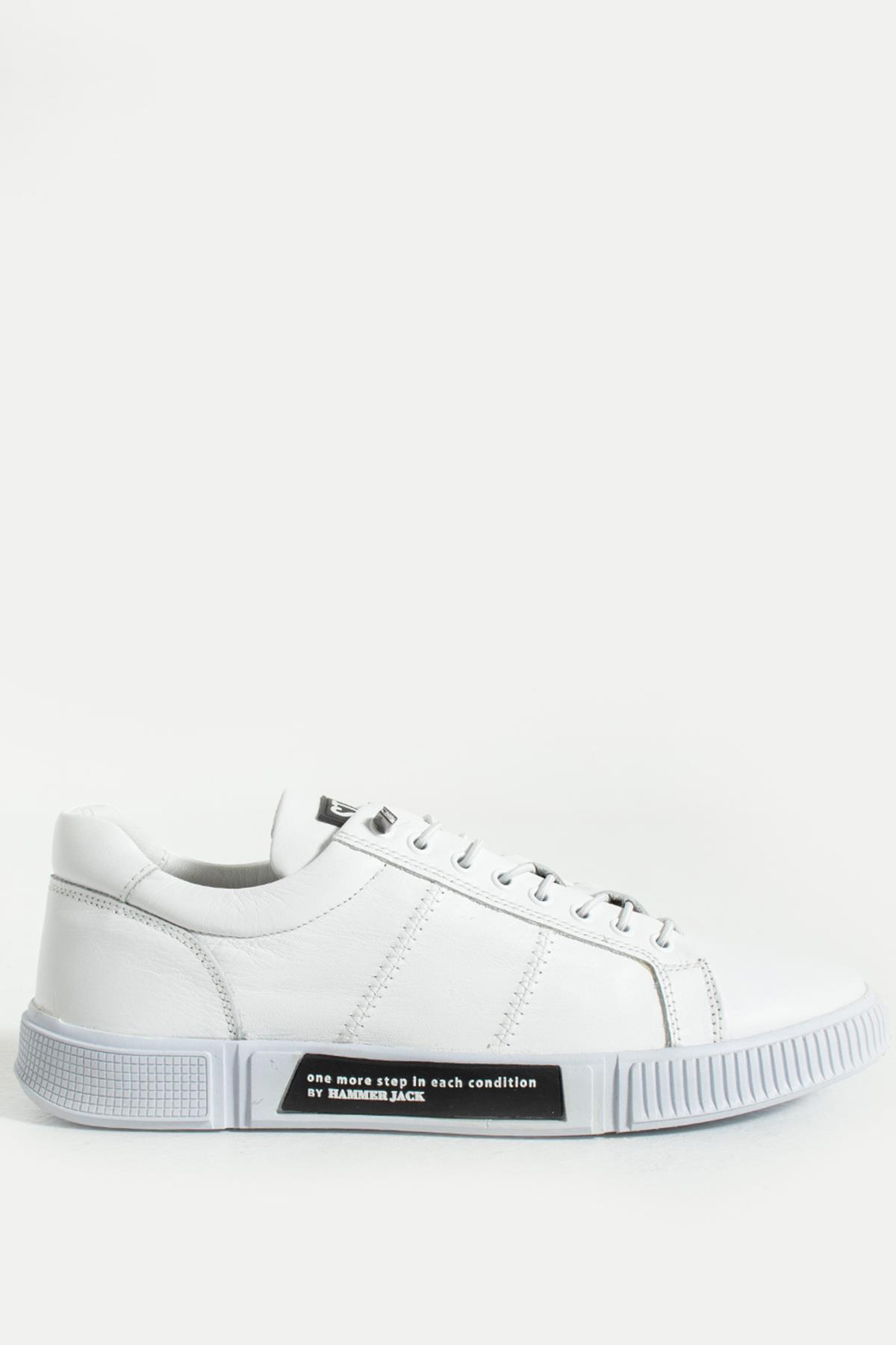 Hammer Jack Basel Hakiki Deri Beyaz Siyah Outdoor Erkek Günlük Ayakkabı  | 102 20250-M-199