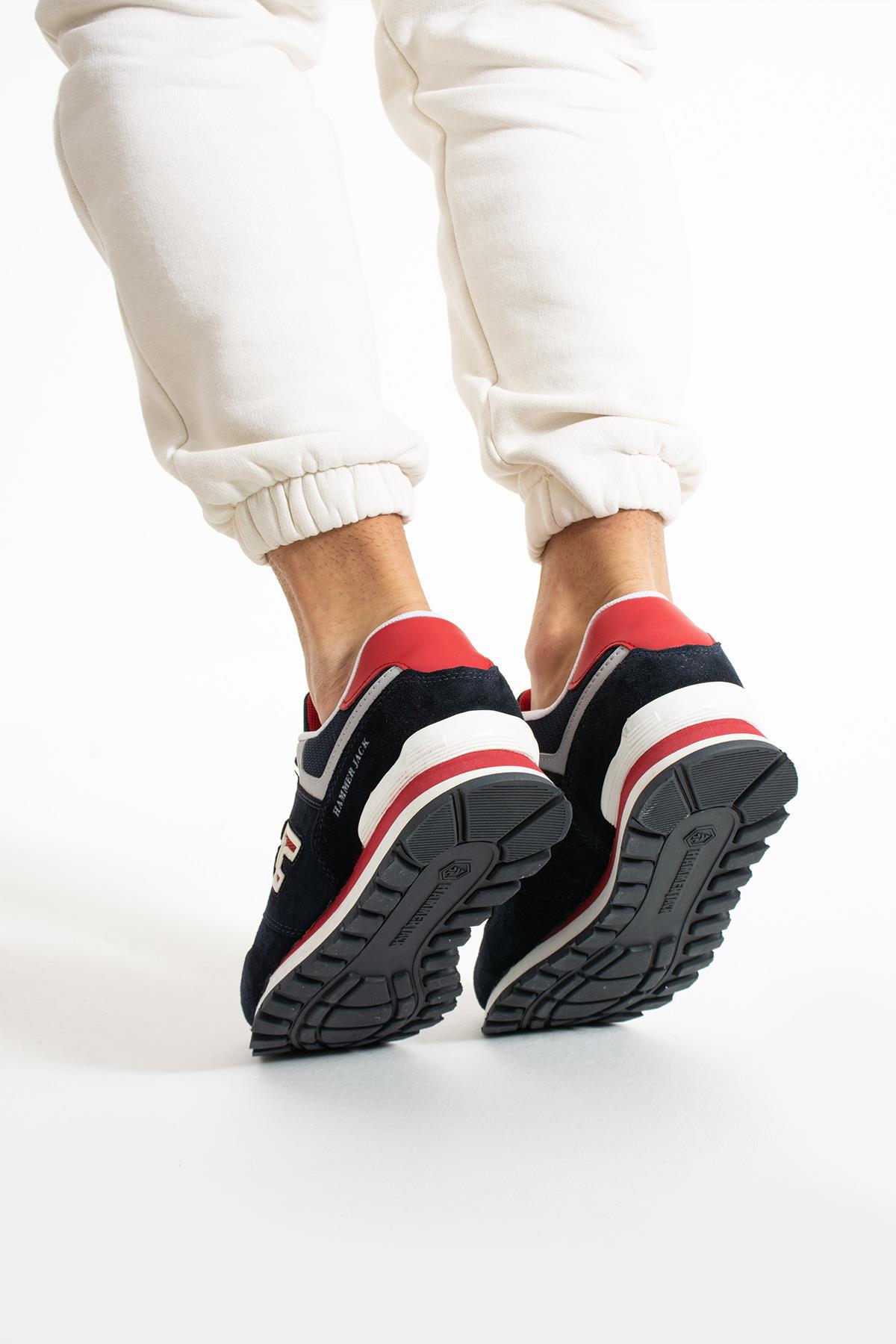 Hammer Jack Chile Hakiki Deri Lacivert-Kırmızı Erkek Spor Ayakkabı  | 102 19253-M-5383