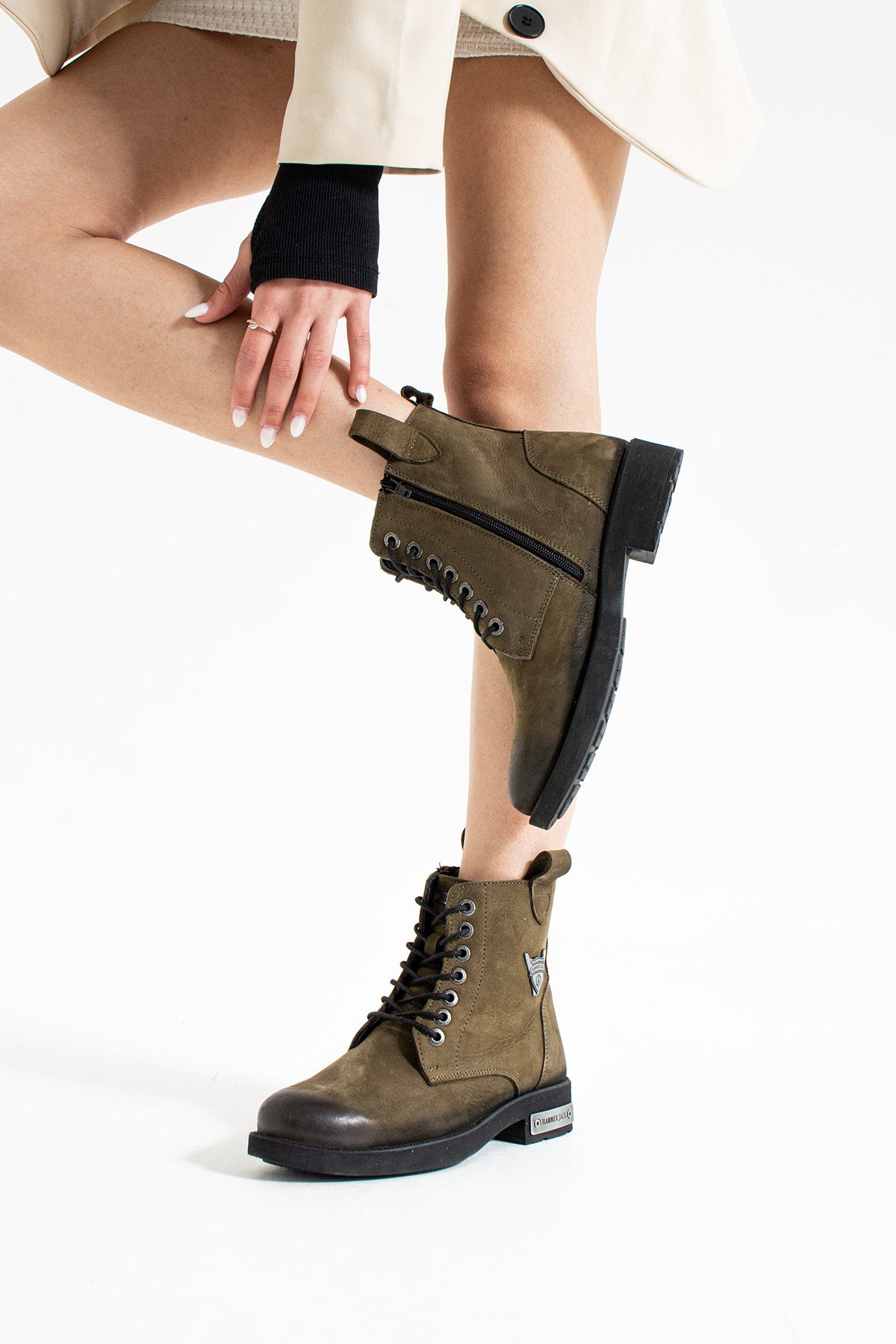 Hammer Jack Haki Yıkama Nubuk Kadın Bot 102 15200-G | 102 15200-G-5790