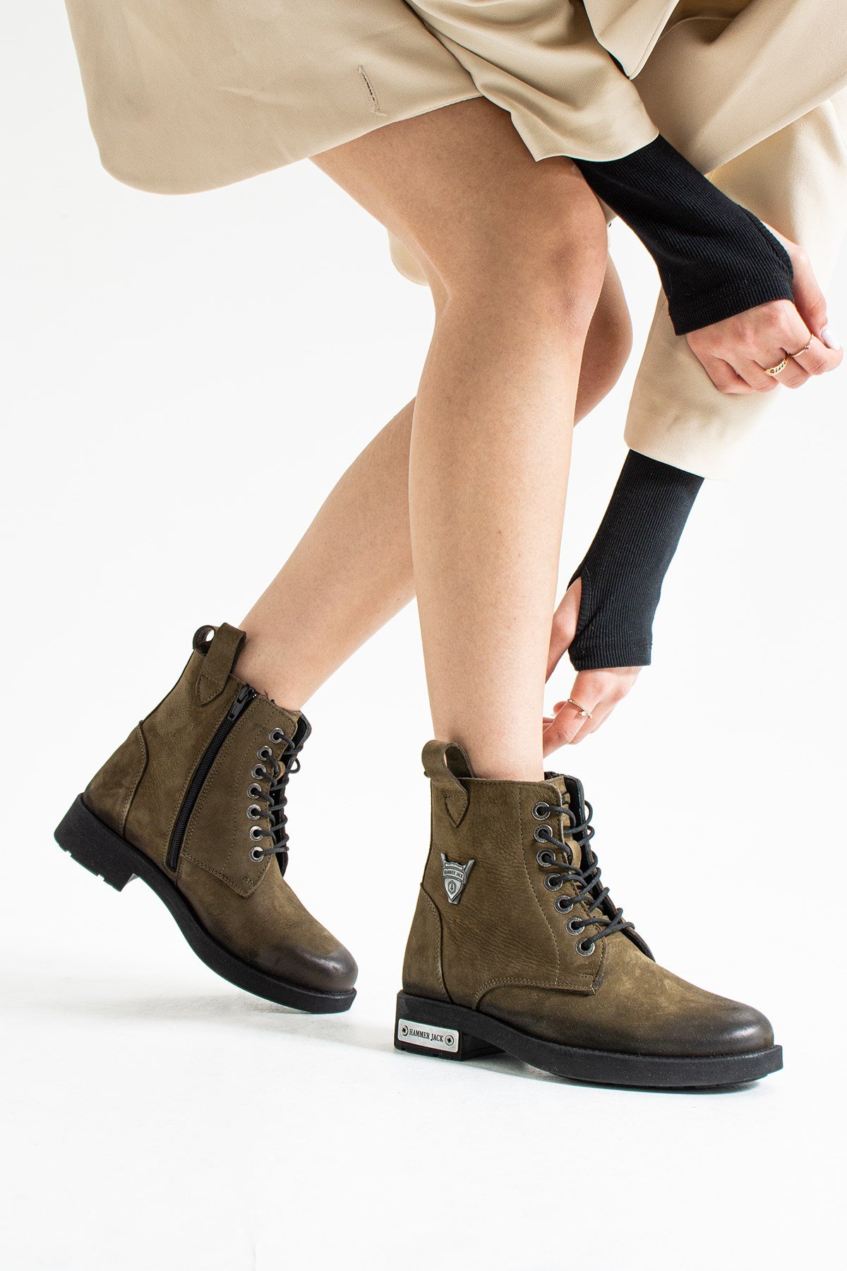 Hammer Jack Haki Yıkama Nubuk Kadın Bot 102 15200-G | 102 15200-G-5790