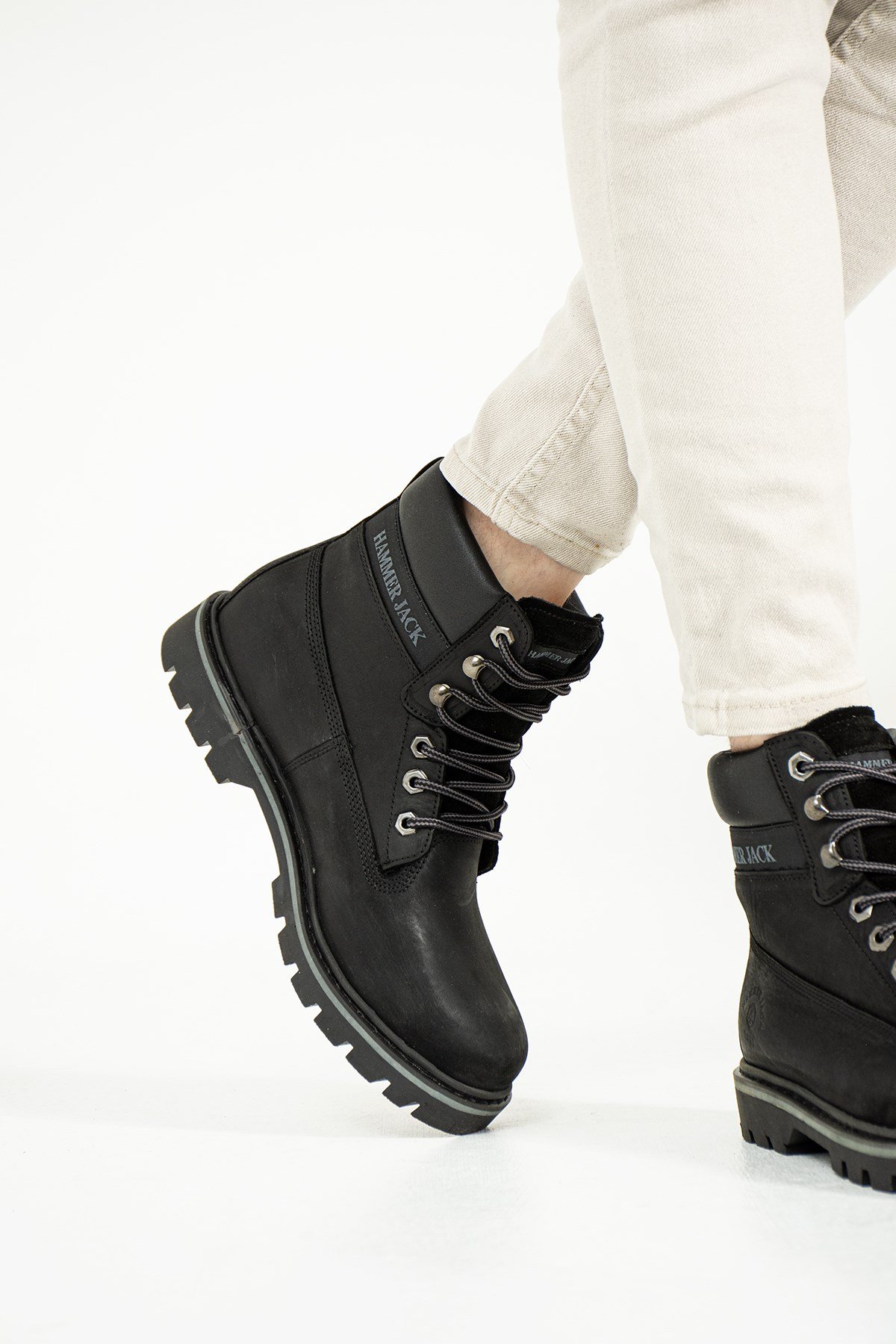 Hammer Jack Hakiki Deri Siyah Nubuk Erkek Bot  | 101 1101-M-3