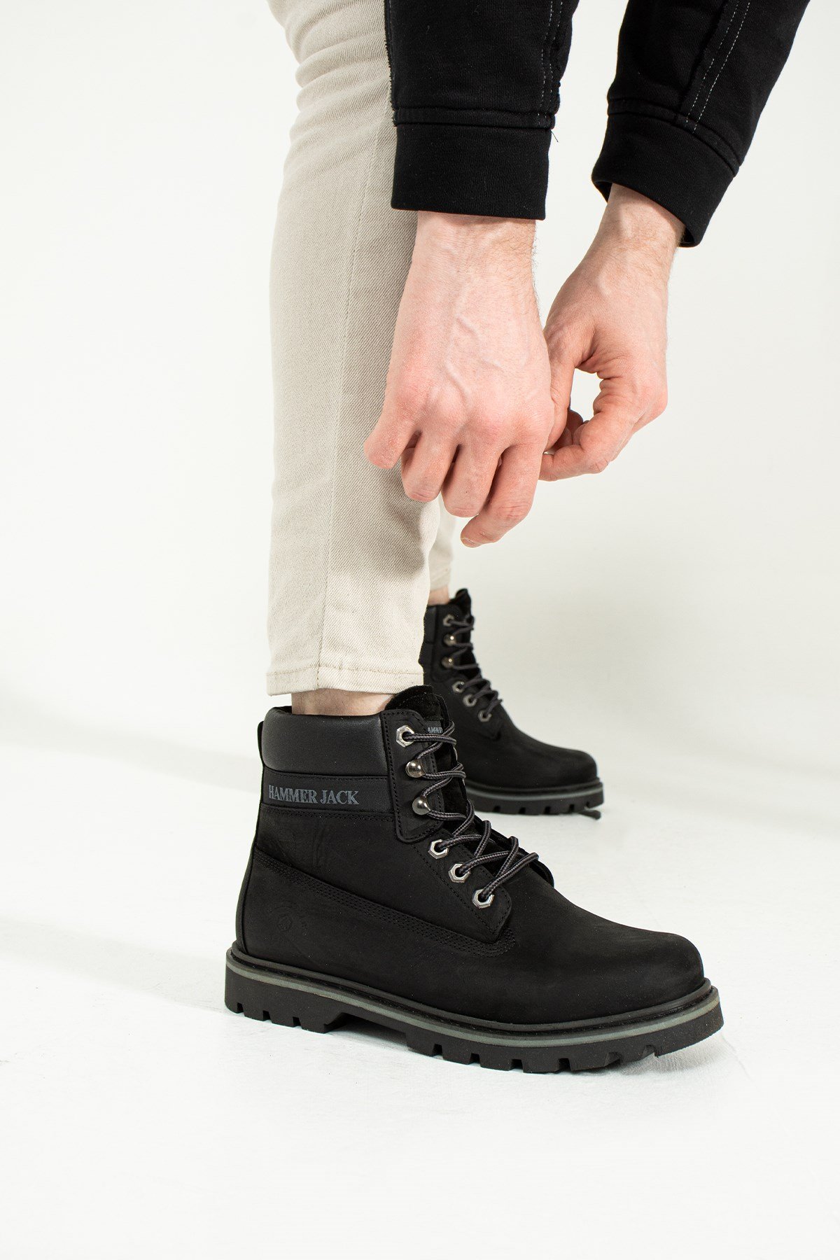 Hammer Jack Hakiki Deri Siyah Nubuk Erkek Bot  | 101 1101-M-3