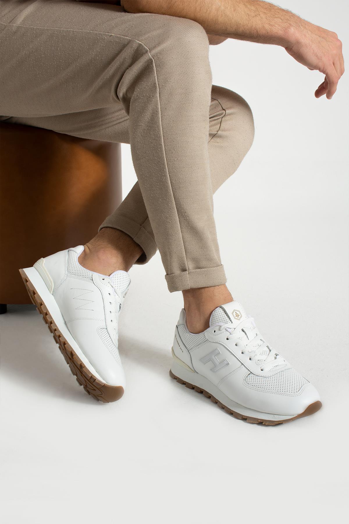 Hammer Jack Peru Hakiki Deri Beyaz Krep Erkek Spor Ayakkabı  | 102 19250P-M-11501