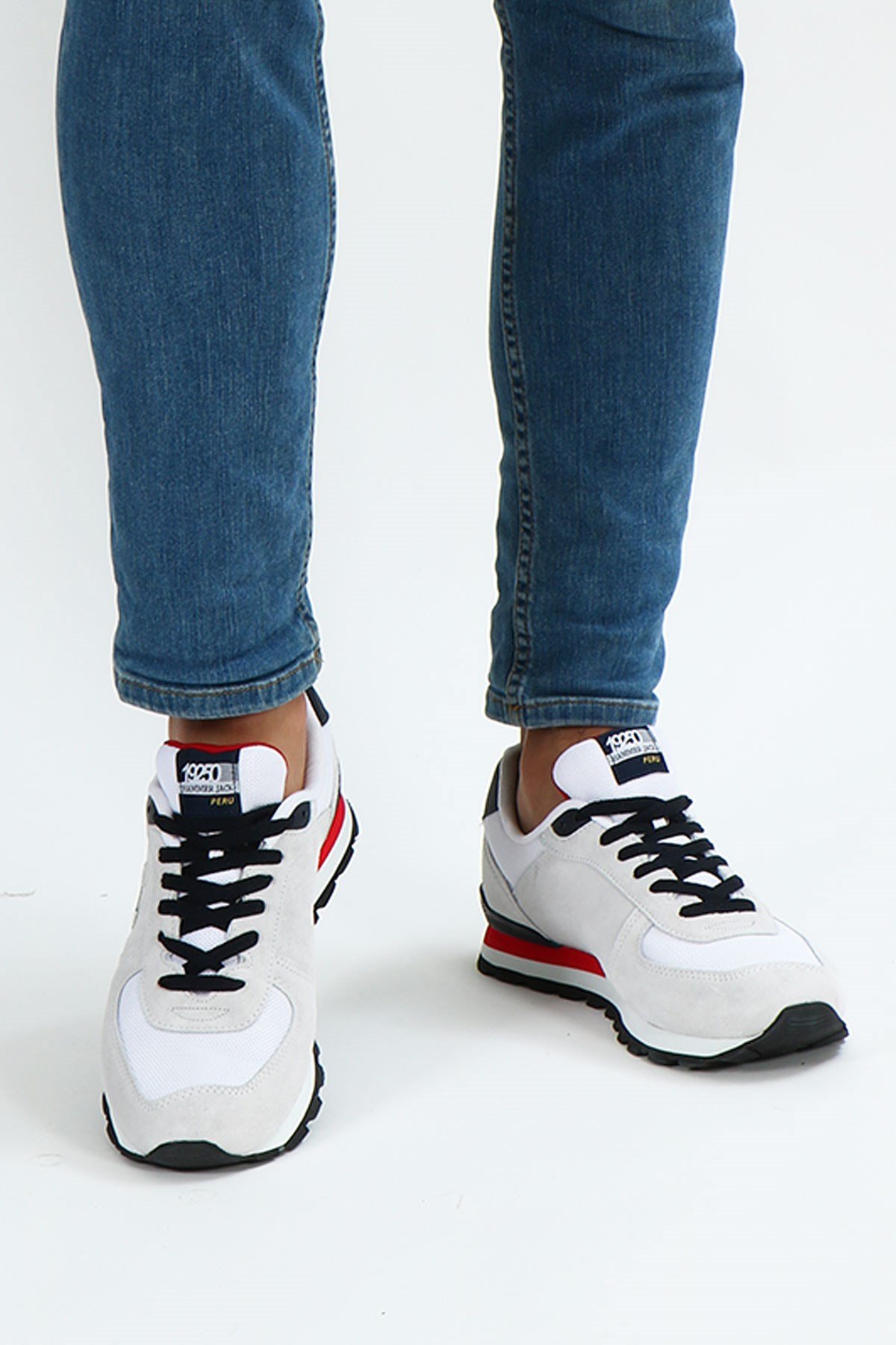 Hammer Jack Peru Hakiki Deri Kirli Beyaz-Kırmızı Erkek Ayakkabı 102 19250-M | 102 19250-M-12795