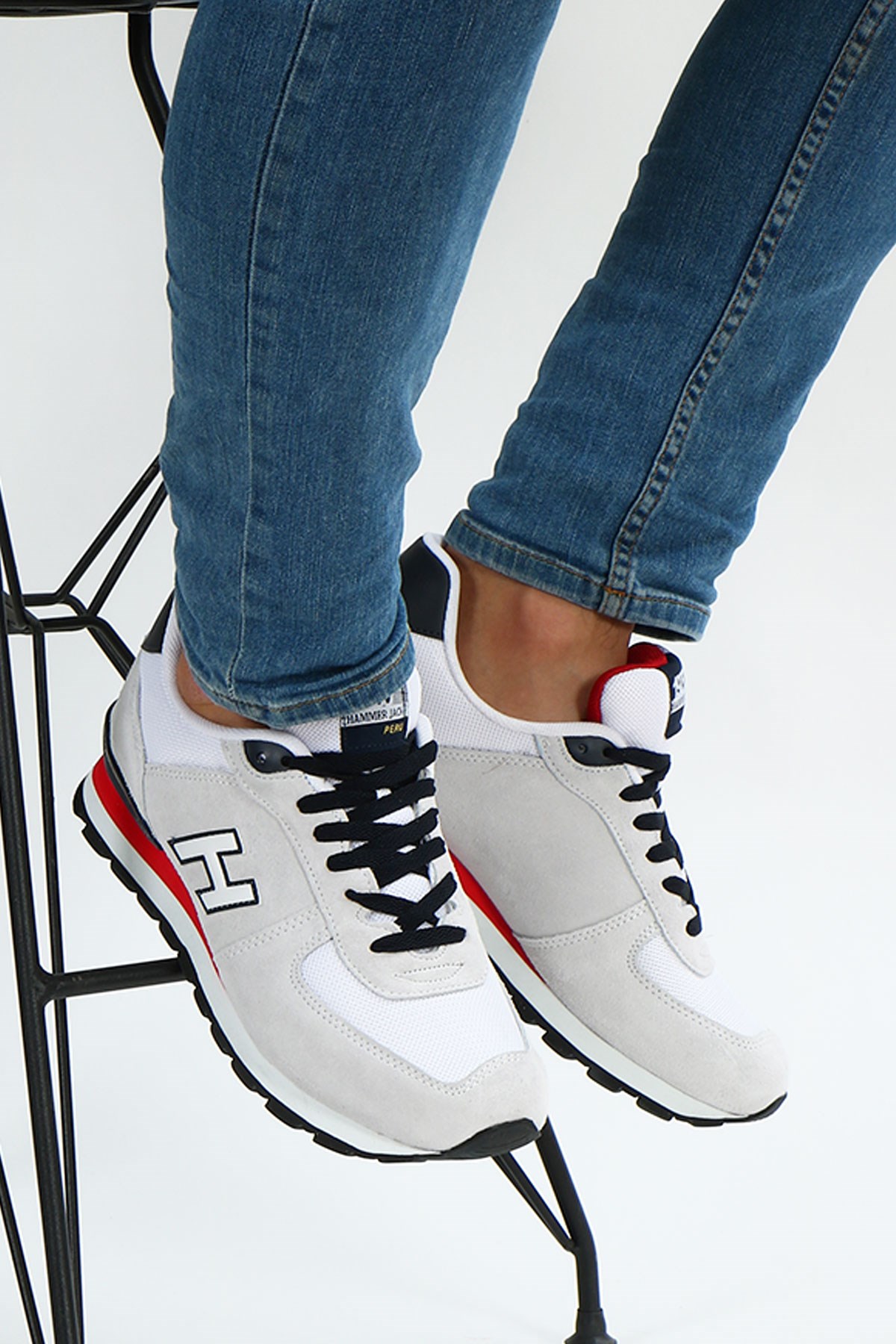 Hammer Jack Peru Hakiki Deri Kirli Beyaz-Kırmızı Erkek Ayakkabı 102 19250-M | 102 19250-M-12795