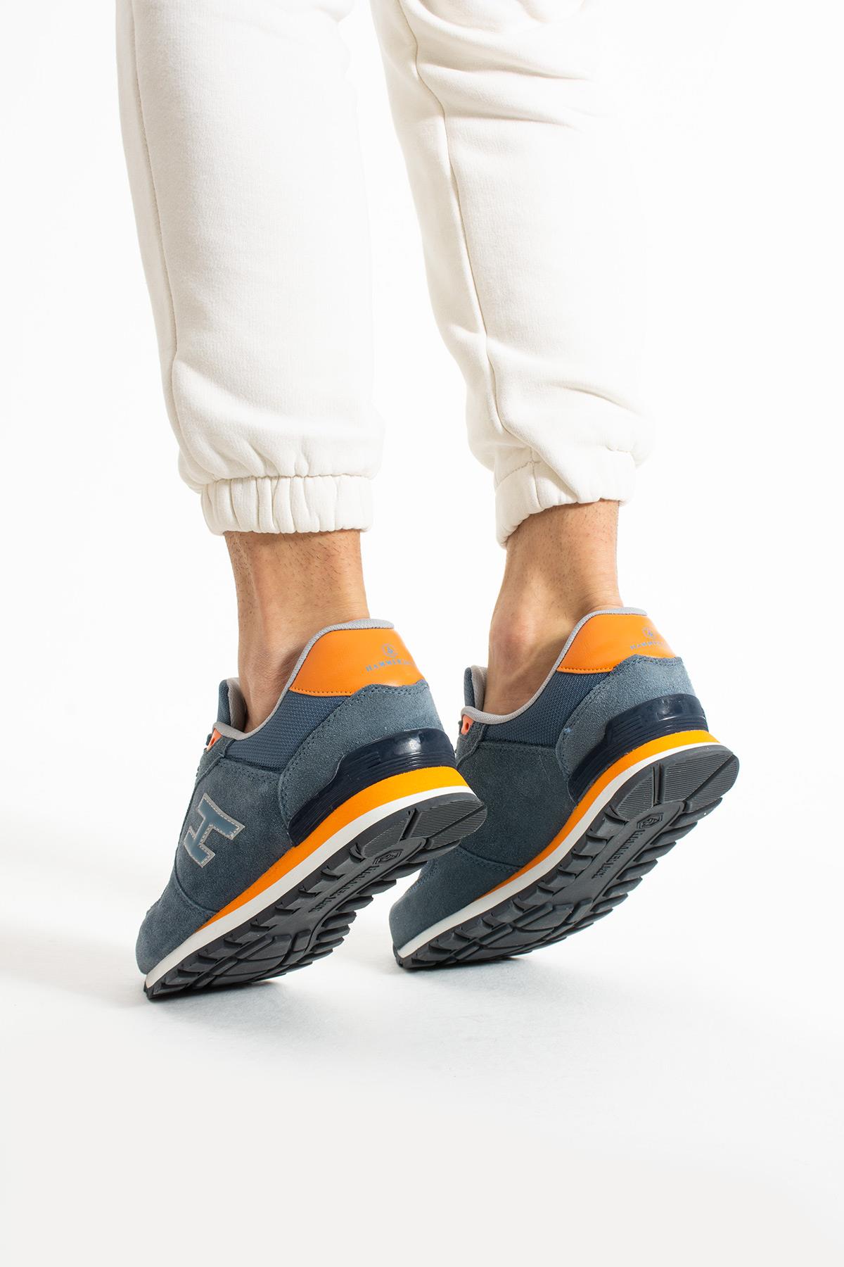 Hammer Jack Peru Hakiki Deri Kot Mavi-Turuncu Erkek Spor Ayakkabı  | 102 19250-M-12805