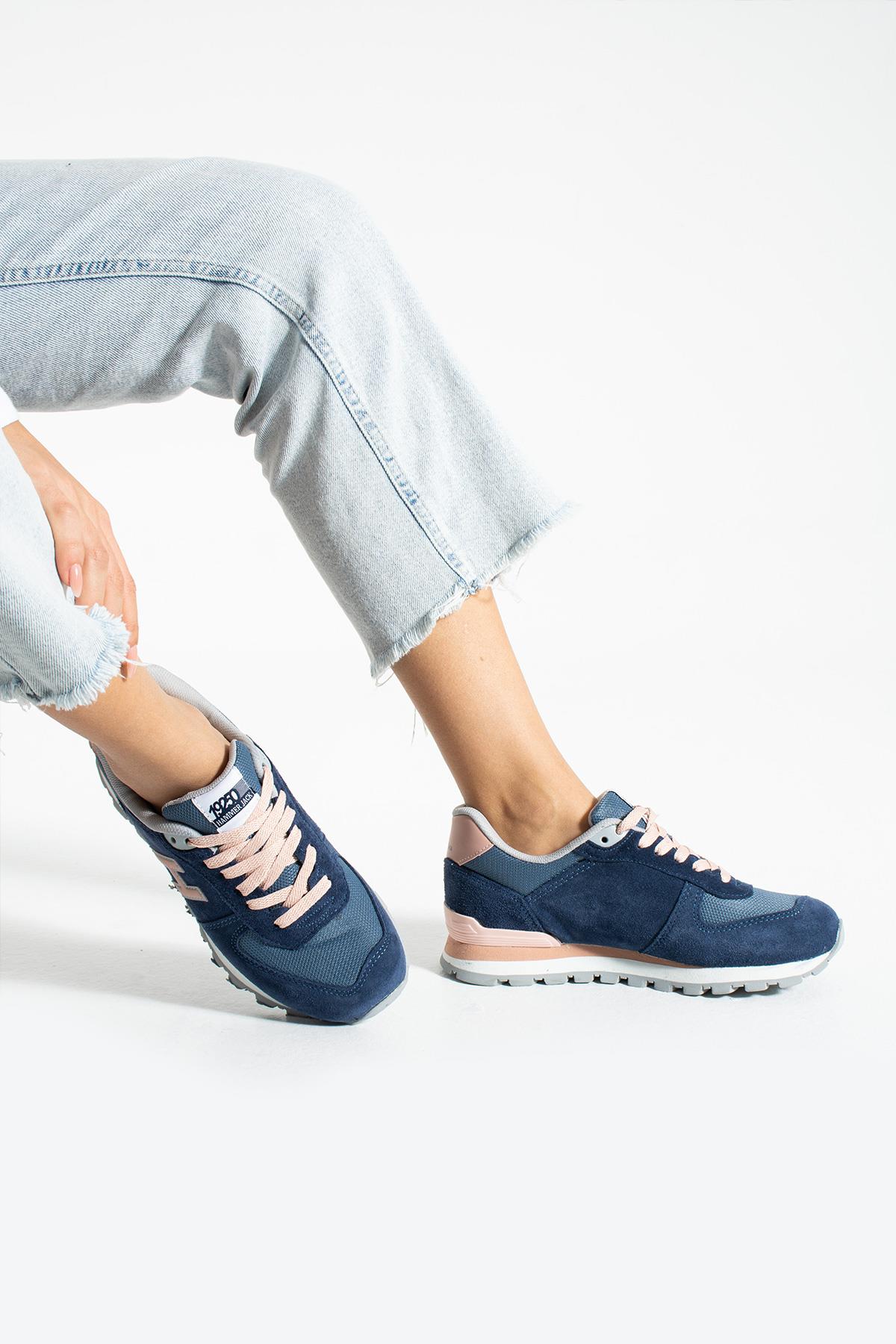 Hammer Jack Peru Hakiki Deri Koyu İndigo-Pudra Kadın Spor Ayakkabı | 102 19250-G-12802