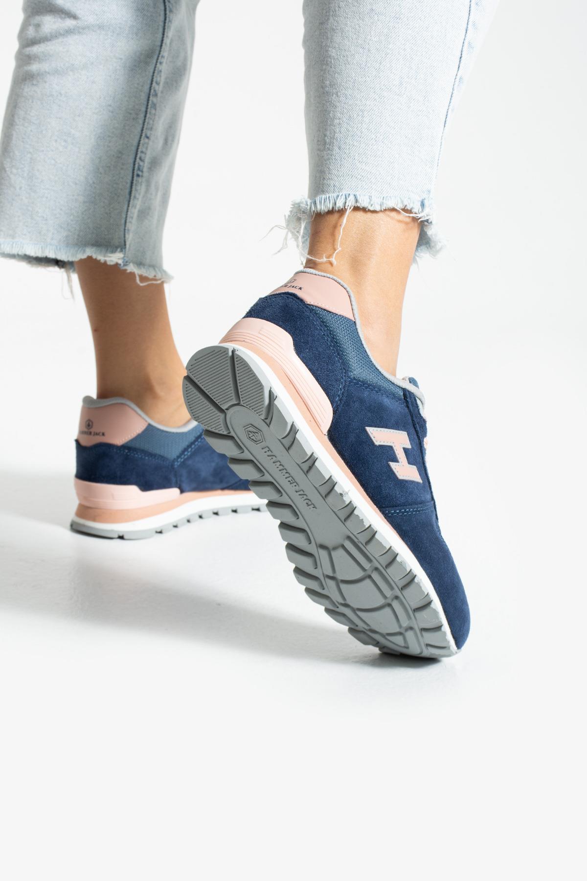 Hammer Jack Peru Hakiki Deri Koyu İndigo-Pudra Kadın Spor Ayakkabı | 102 19250-G-12802