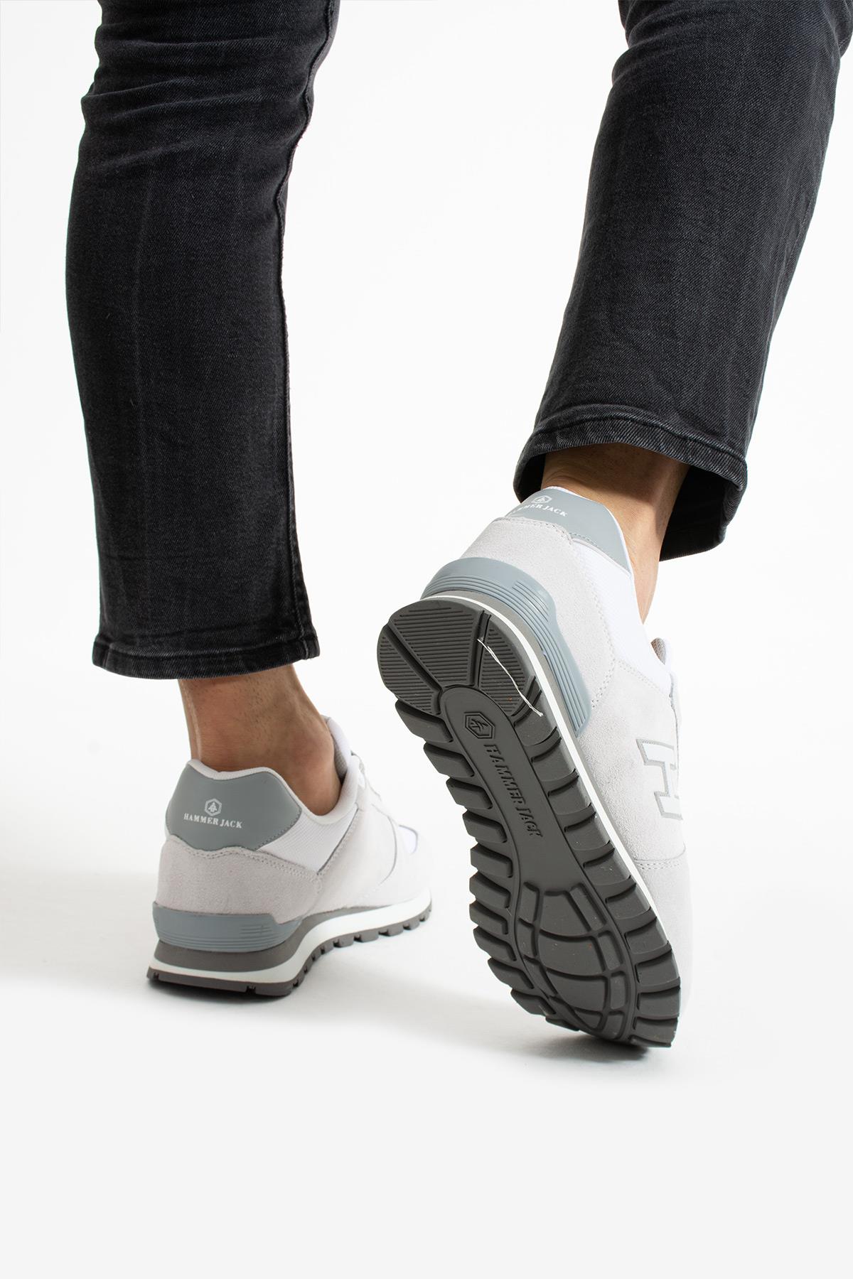 Hammer Jack Peru Hakiki Deri Peru Beyaz Puruty-Gri Erkek Spor Ayakkabı  | 102 19250-M-12825