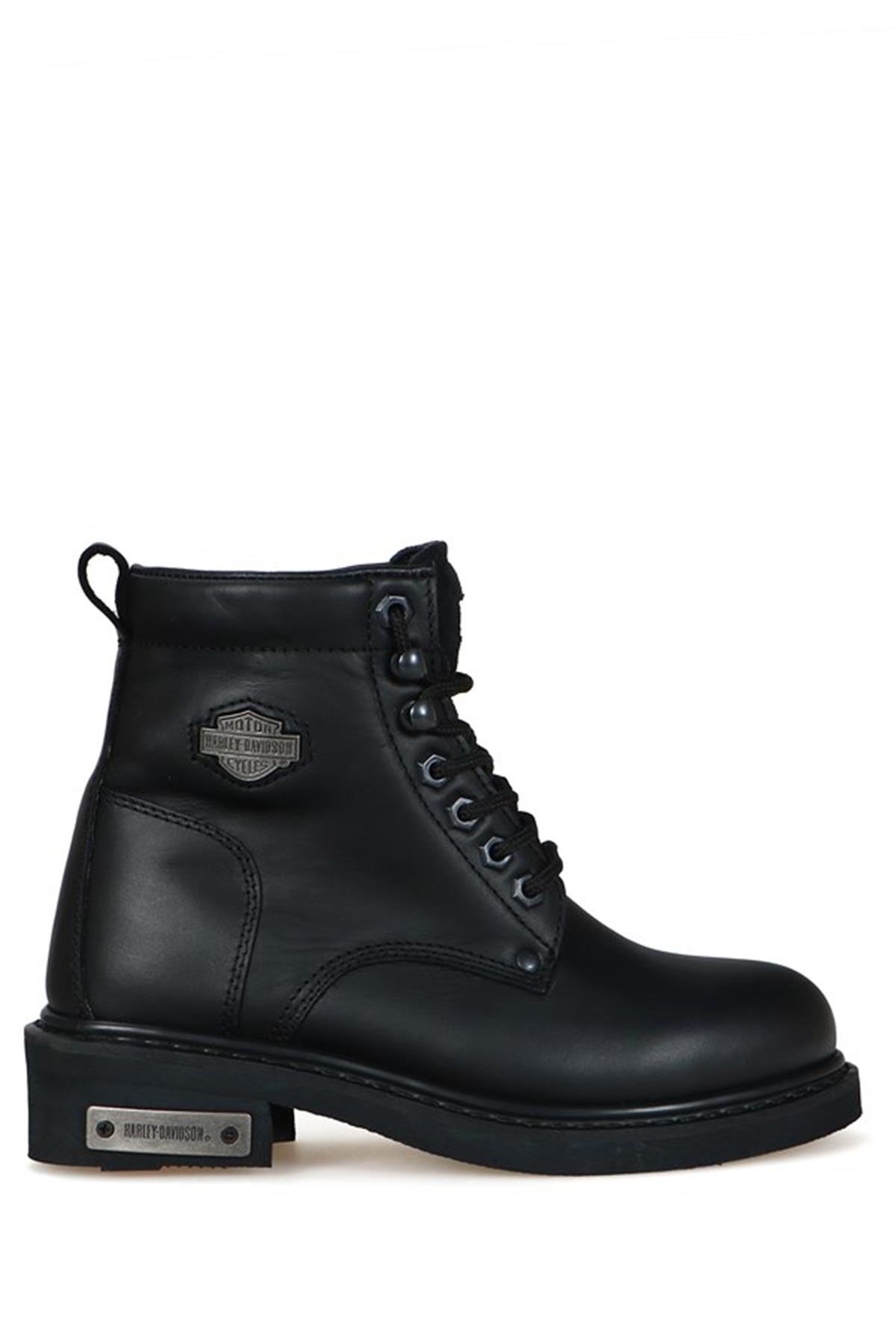 Harley-Davidson Gibson Hakiki Deri Siyah Yağlı Deri Unisex Bot  | 025G100109-14733
