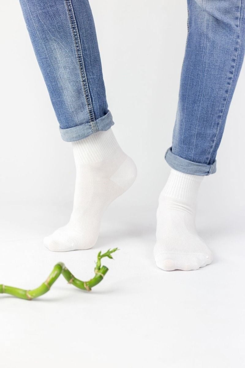 Bambu Yarım Konç Erkek Çorabı - Beyaz -  39-42 / 43-46 Numara %70 Bambu 12 Çift