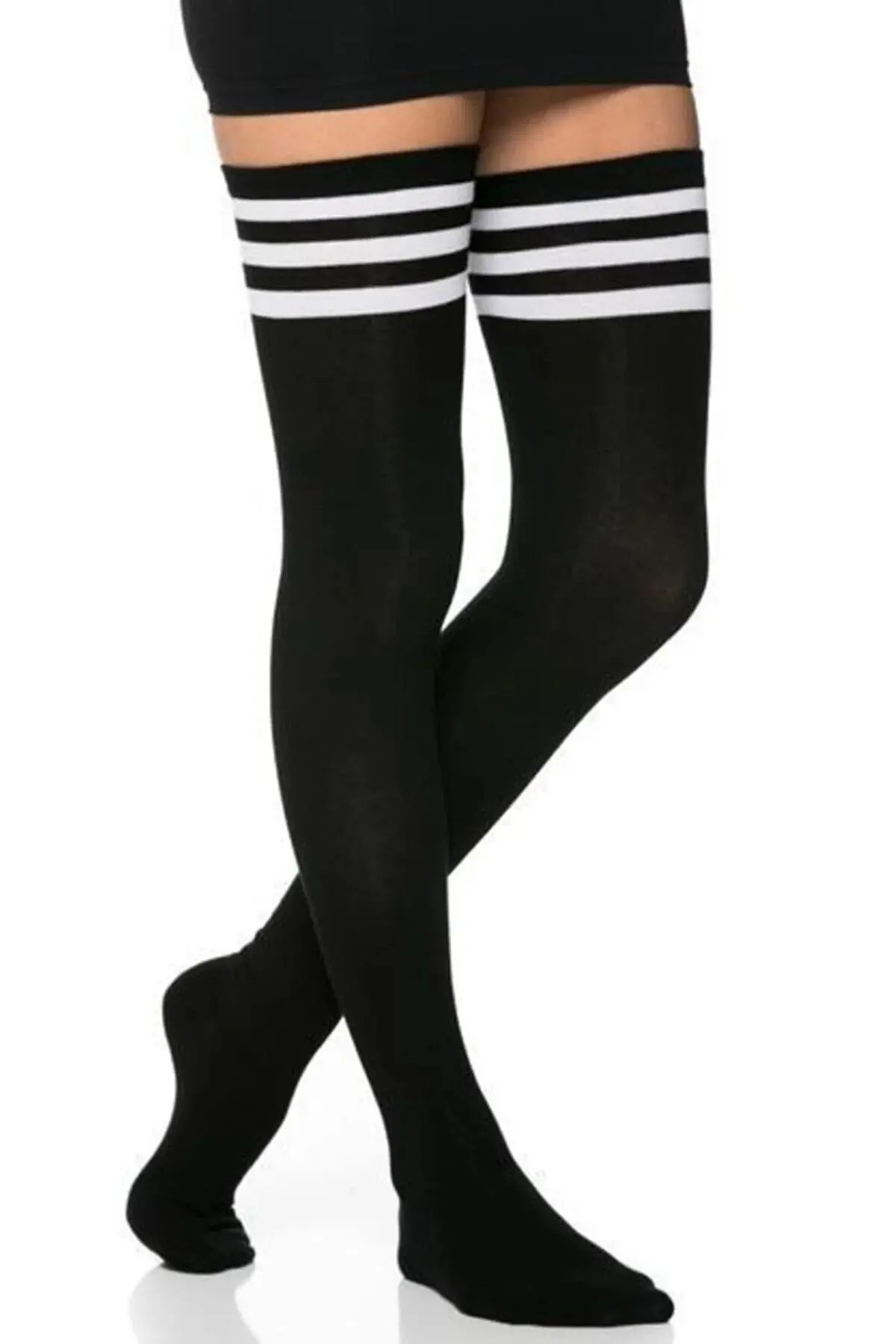 Diz Üstü Kadın Çorabı 3 Çem Beyaz - 36-40 Numara - %70 Pamuk | Design Socks