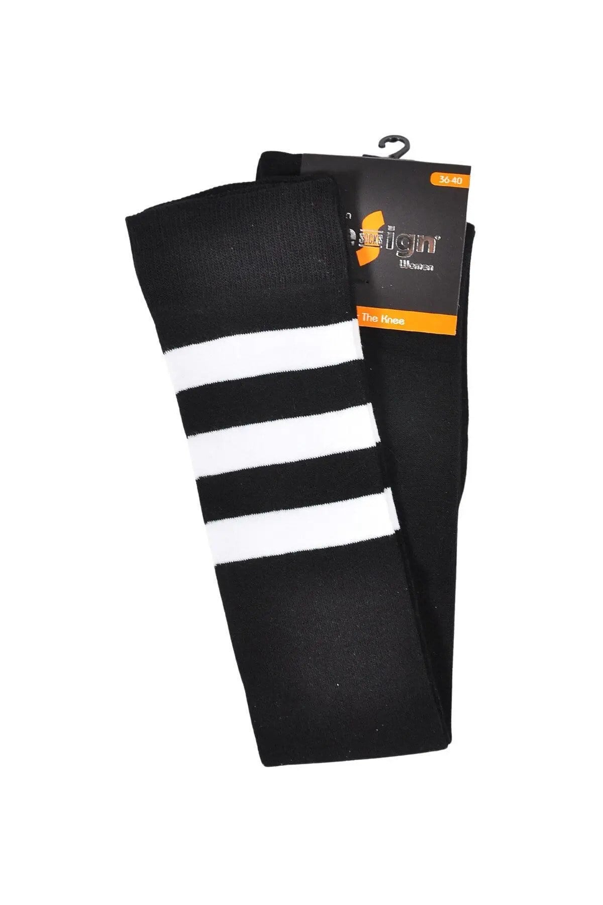 Diz Üstü Kadın Çorabı 3 Çem Beyaz - 36-40 Numara - %70 Pamuk | Design Socks