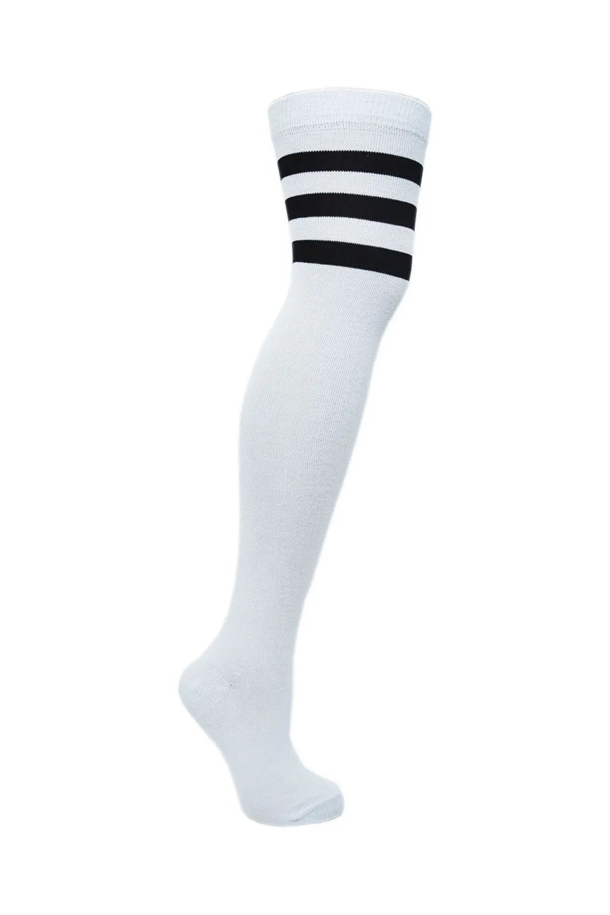 Diz Üstü Kadın Çorabı 3 Çember Siyah - 36-40 Numara - %70 Pamuk | Design Socks