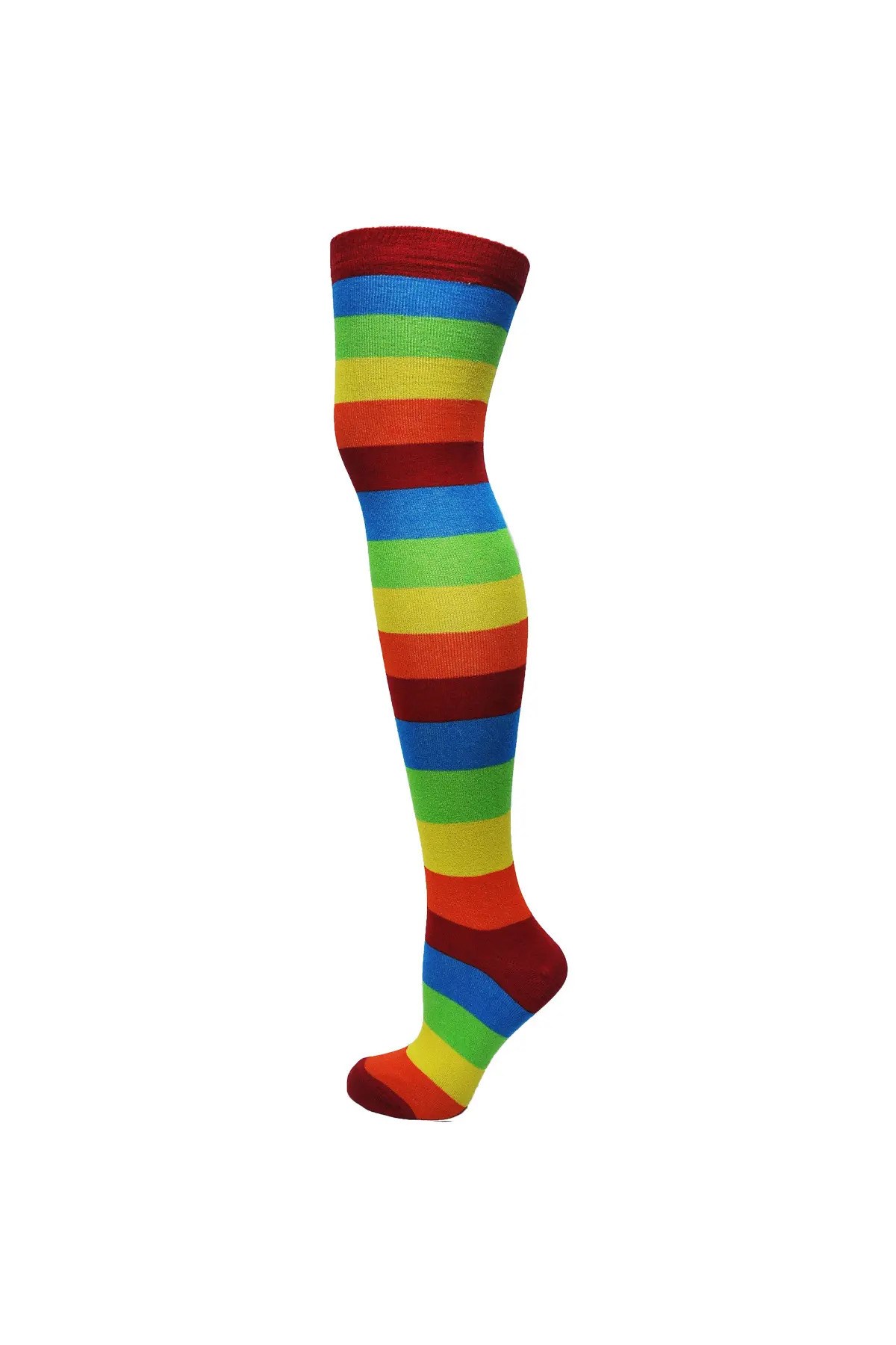 Diz Üstü Kadın Çorabı Çem-2 Kalın Gökkuşağı - 36-40 Numara - %70 Pamuk | Design Socks