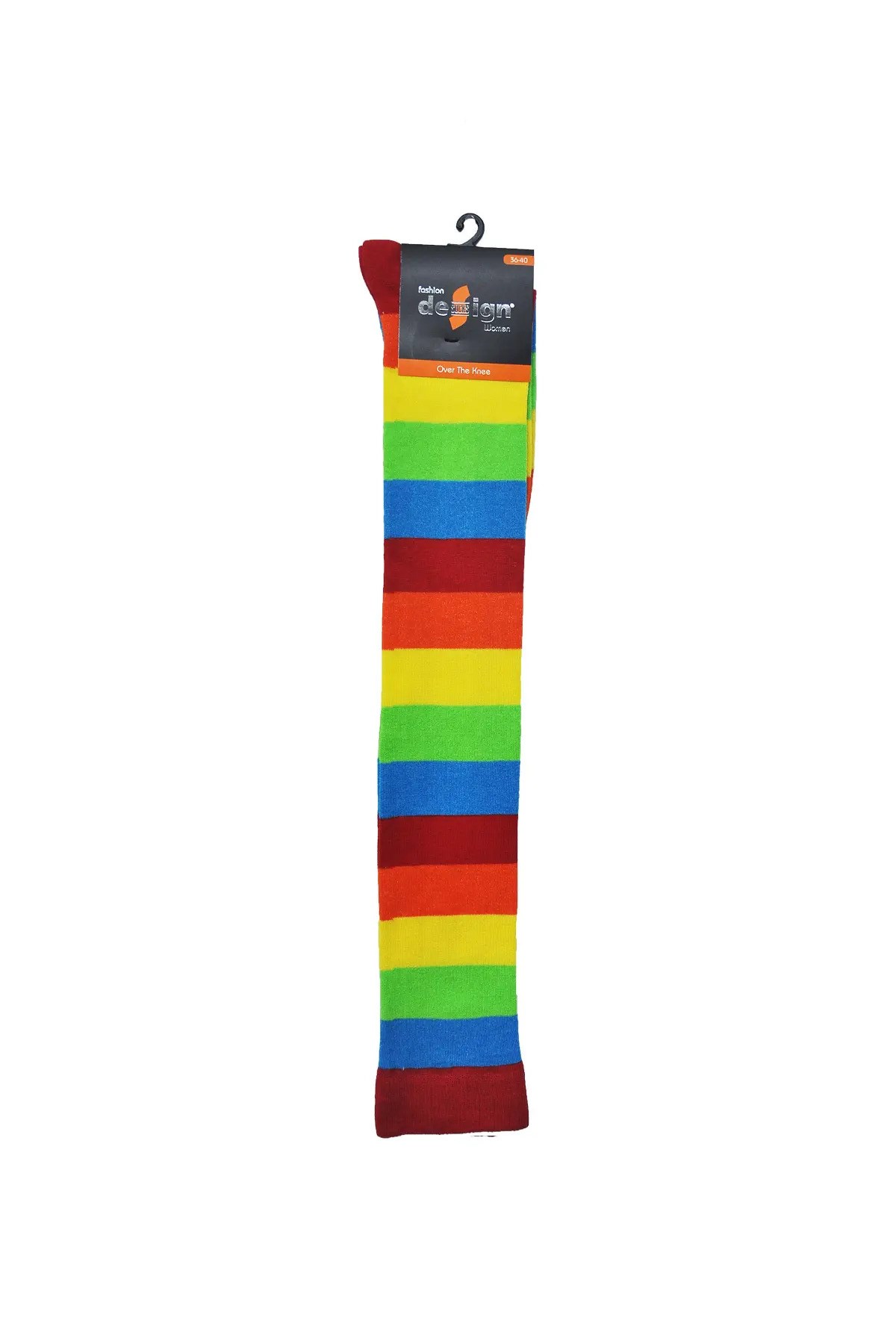 Diz Üstü Kadın Çorabı Çem-2 Kalın Gökkuşağı - 36-40 Numara - %70 Pamuk | Design Socks