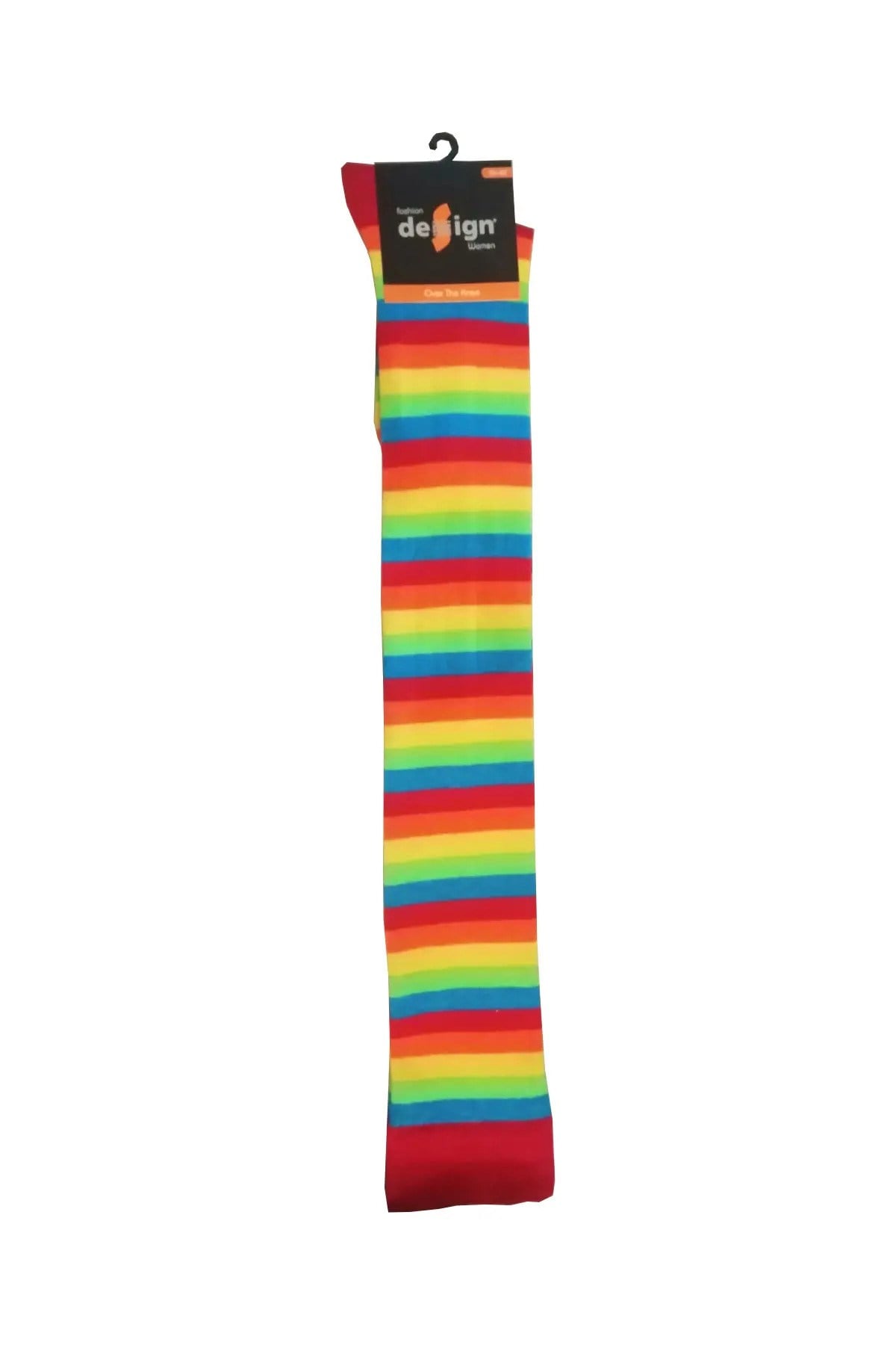 Diz Üstü Kadın Çorabı Çemberli İnce Gökkuşağı - 36-40 Numara - %70 Pamuk | Design Socks