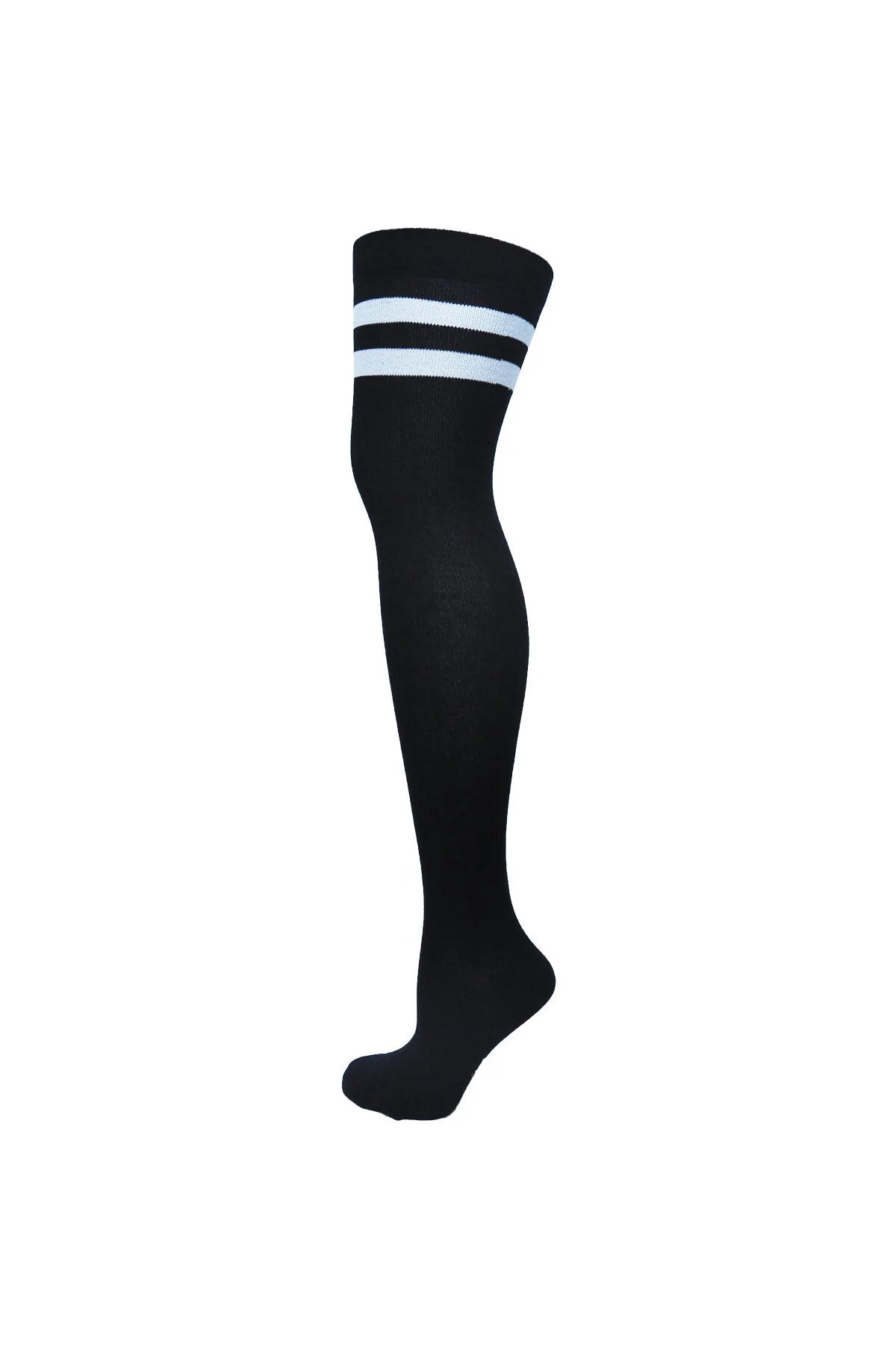 Diz Üstü Kadın Çorabı Çift Çember Beyaz - 36-40 Numara - %70 Pamuk | Design Socks
