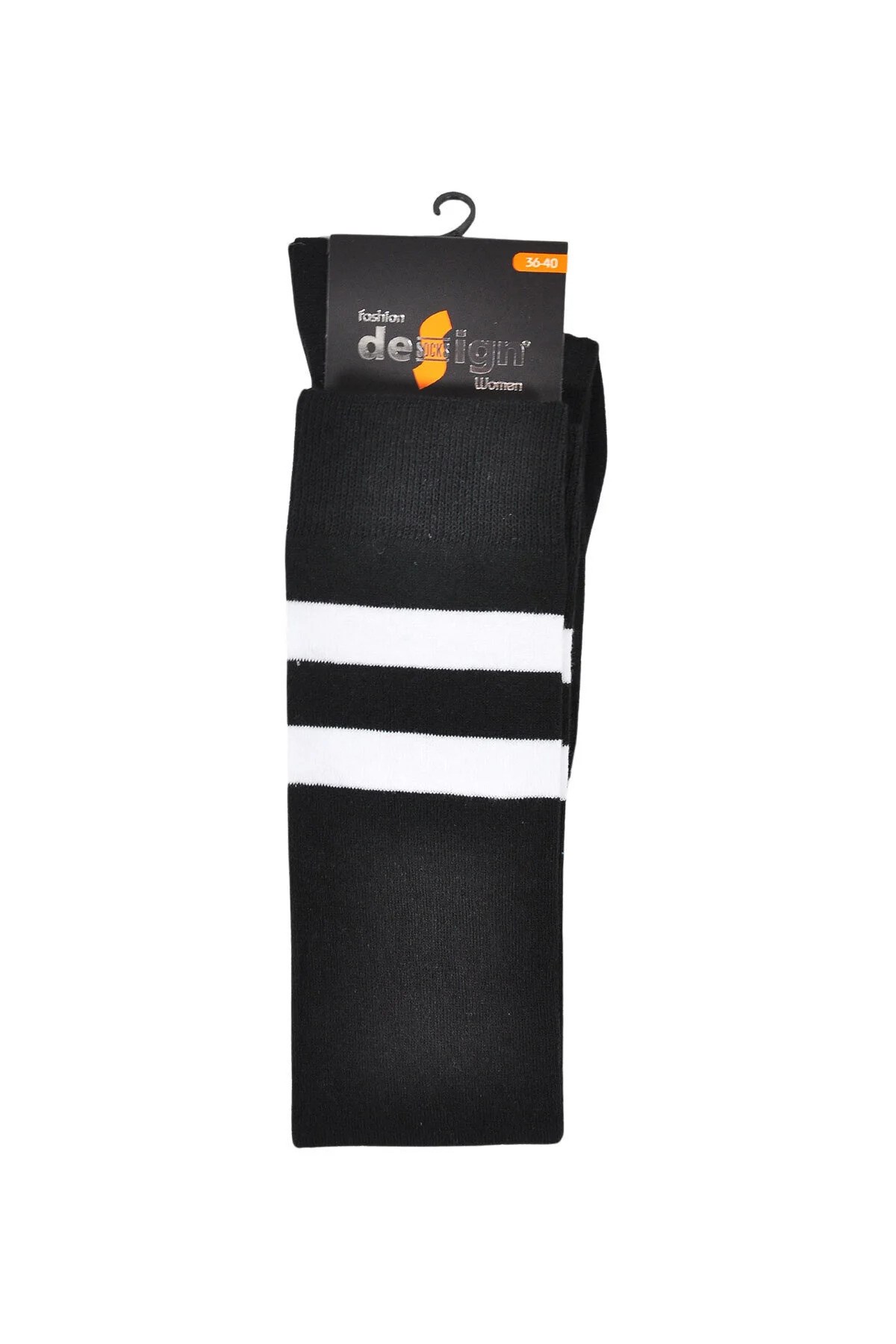 Diz Üstü Kadın Çorabı Çift Çember Beyaz - 36-40 Numara - %70 Pamuk | Design Socks