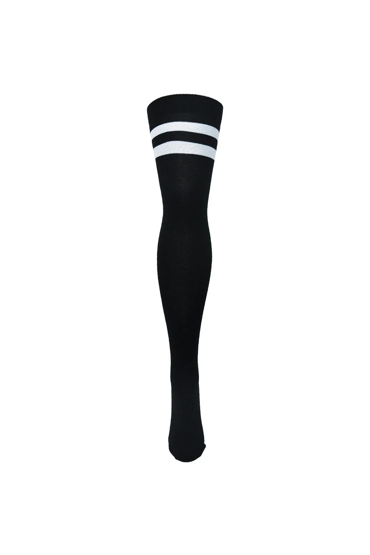 Diz Üstü Kadın Çorabı Çift Çember Beyaz - 36-40 Numara - %70 Pamuk | Design Socks